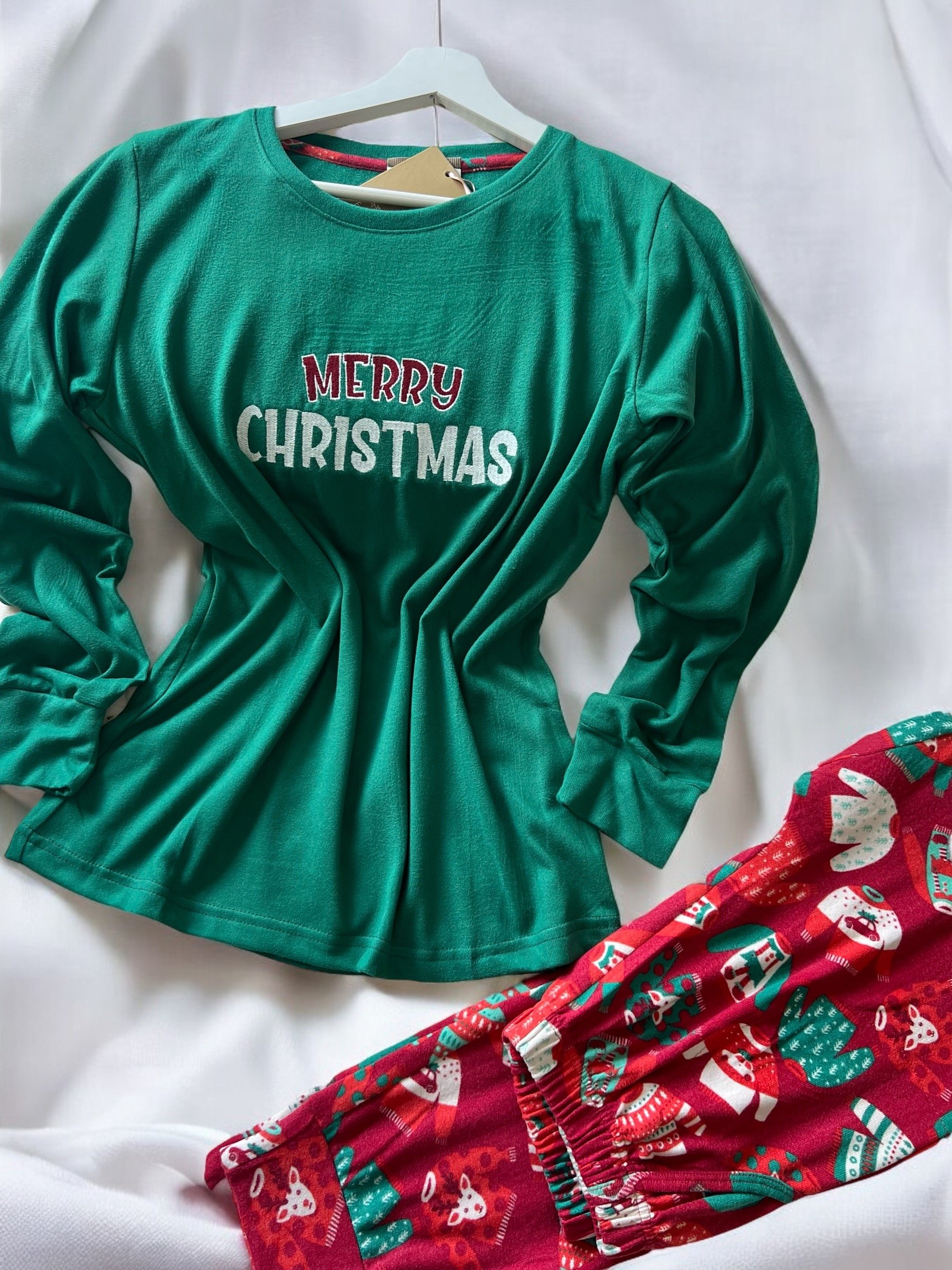 Lara Süet Christmas Soft %100 Pamuk Uzun Kollu Pijama Takımı