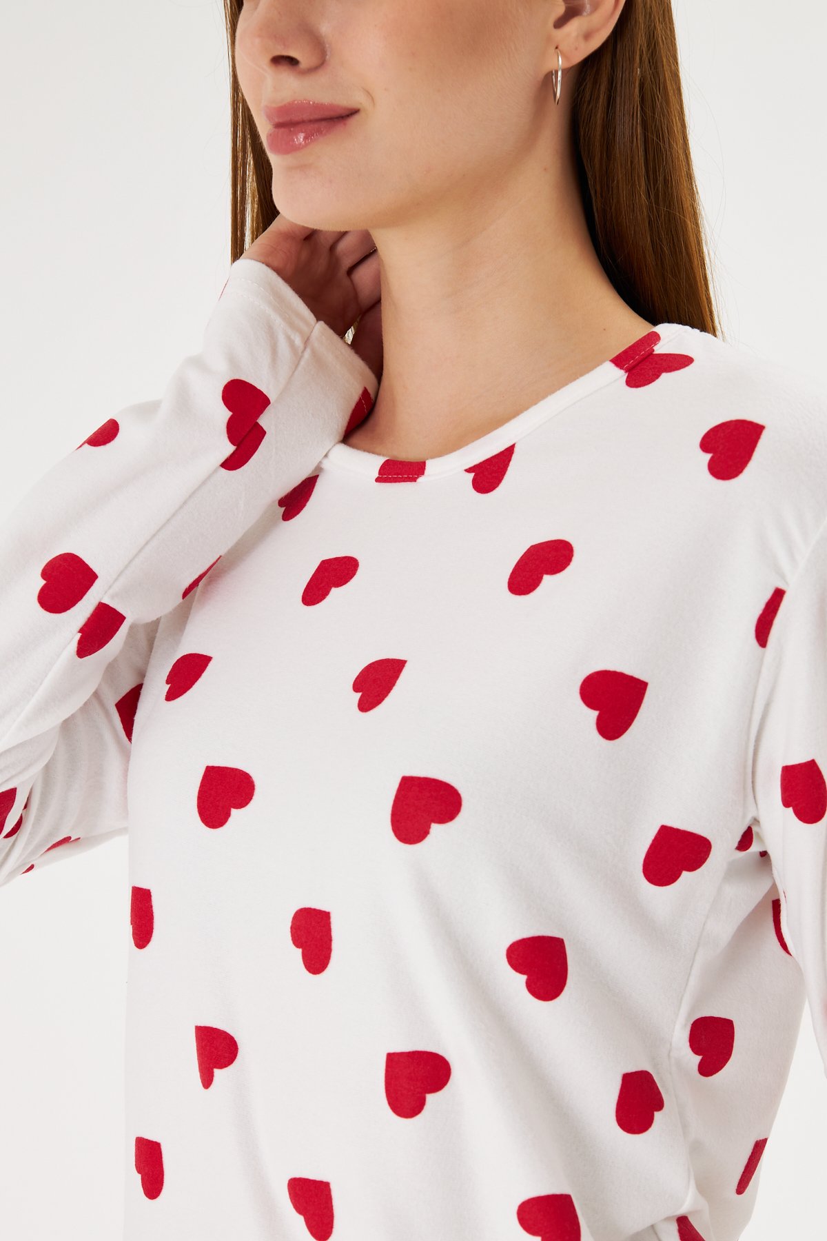 Lara Candy Heart Pamuklu Uzun Kollu Pijama Takımı