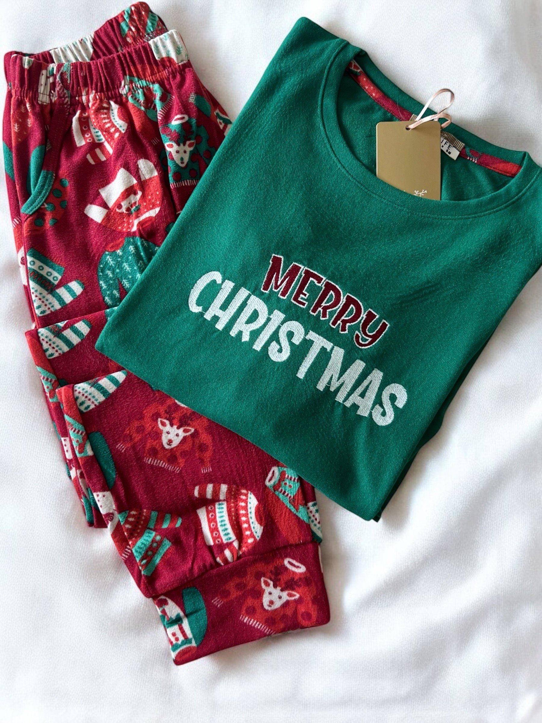 Lara Süet Christmas Soft %100 Pamuk Uzun Kollu Pijama Takımı