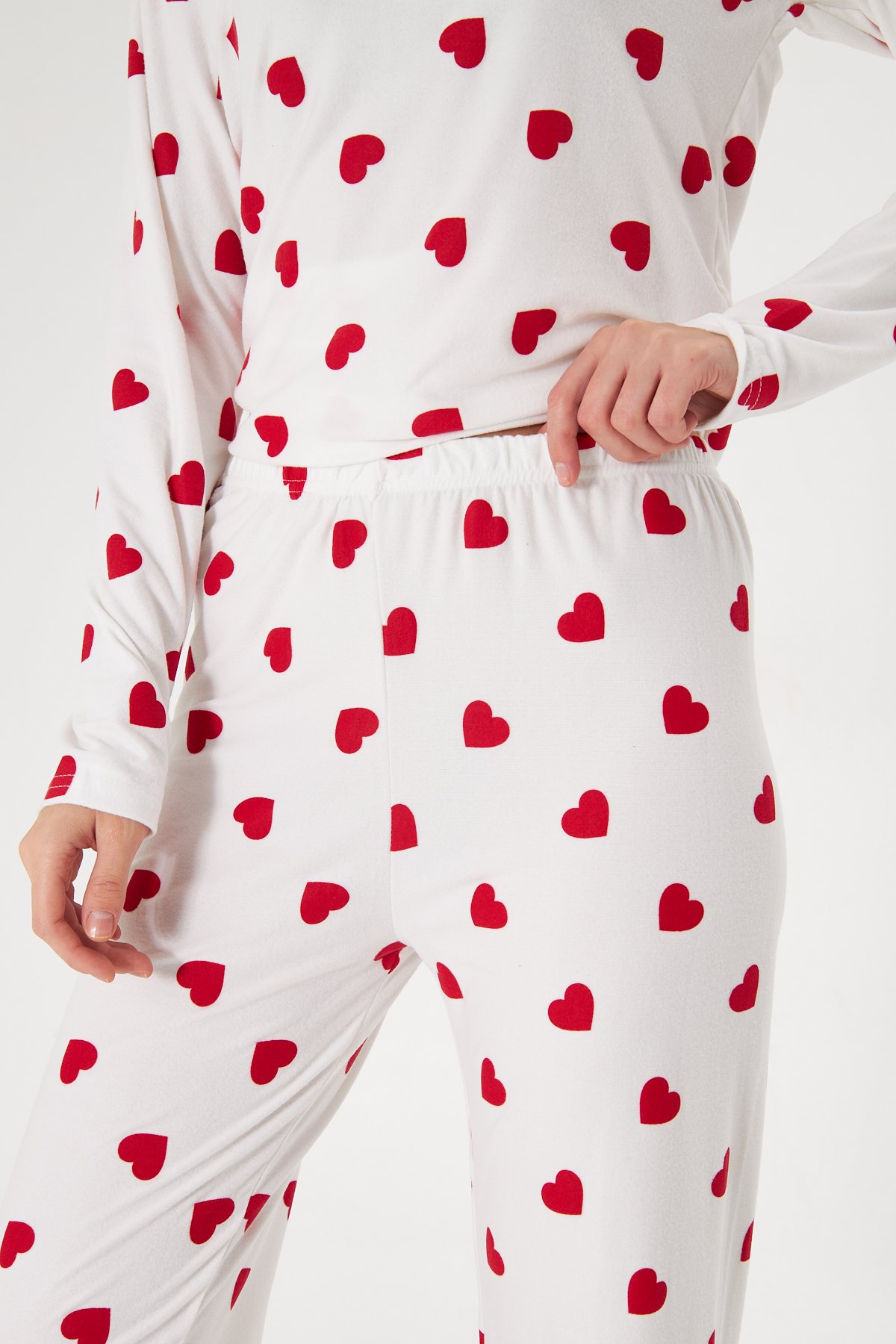 Lara Candy Heart Pamuklu Uzun Kollu Pijama Takımı