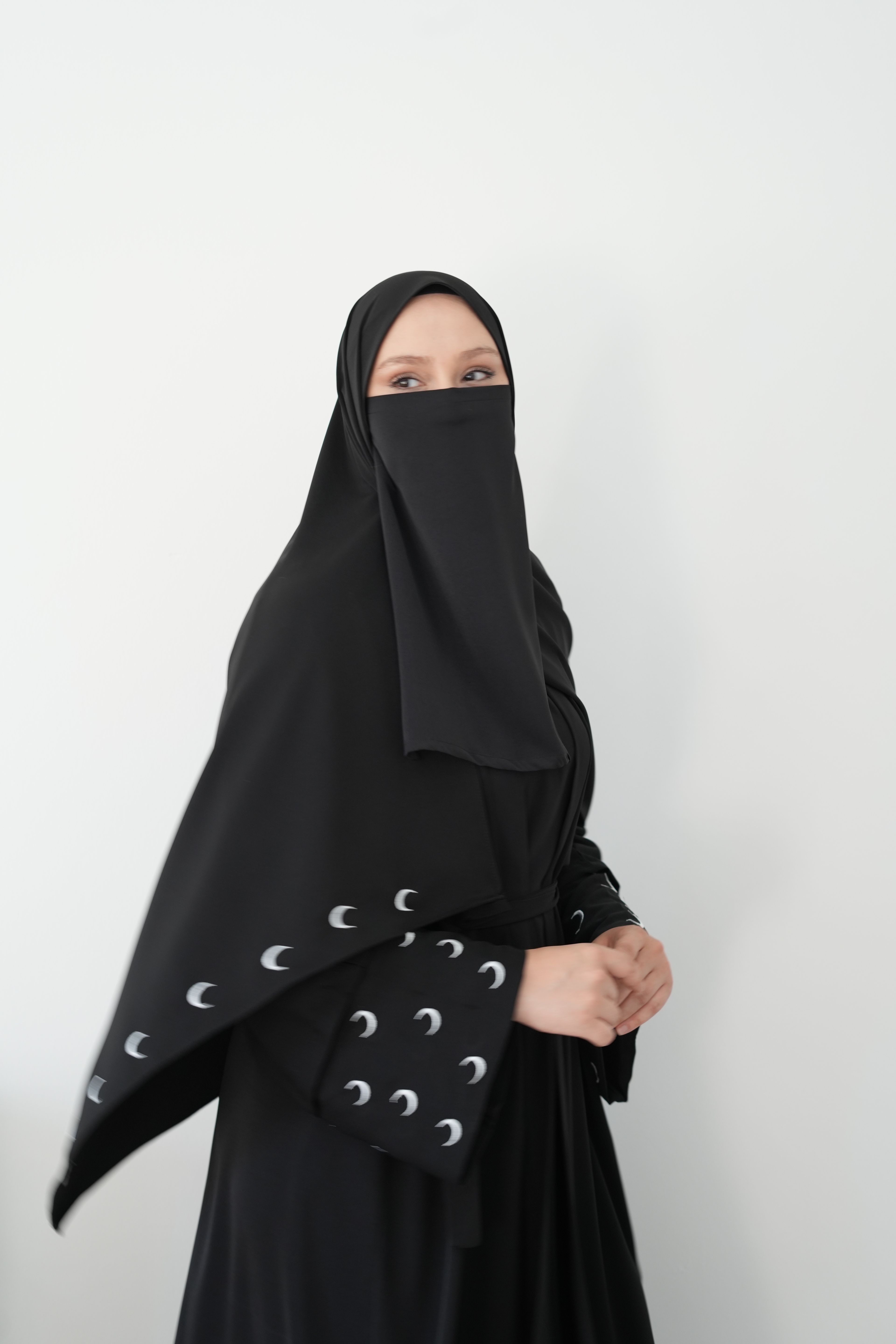 Ay Nakışlı Abaya (jile+şal+kolluk)