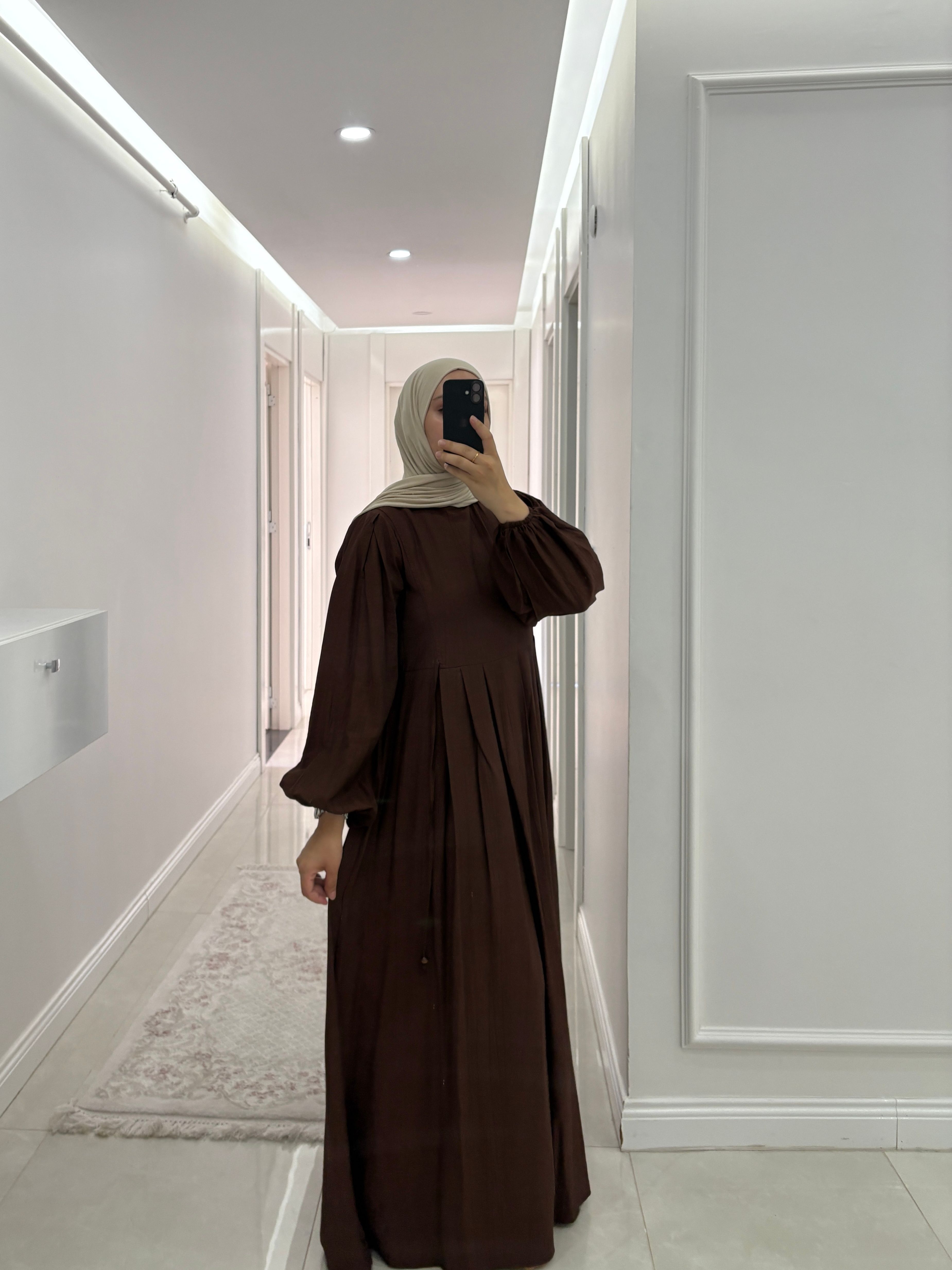 premium elbise - KAHVERENGİ