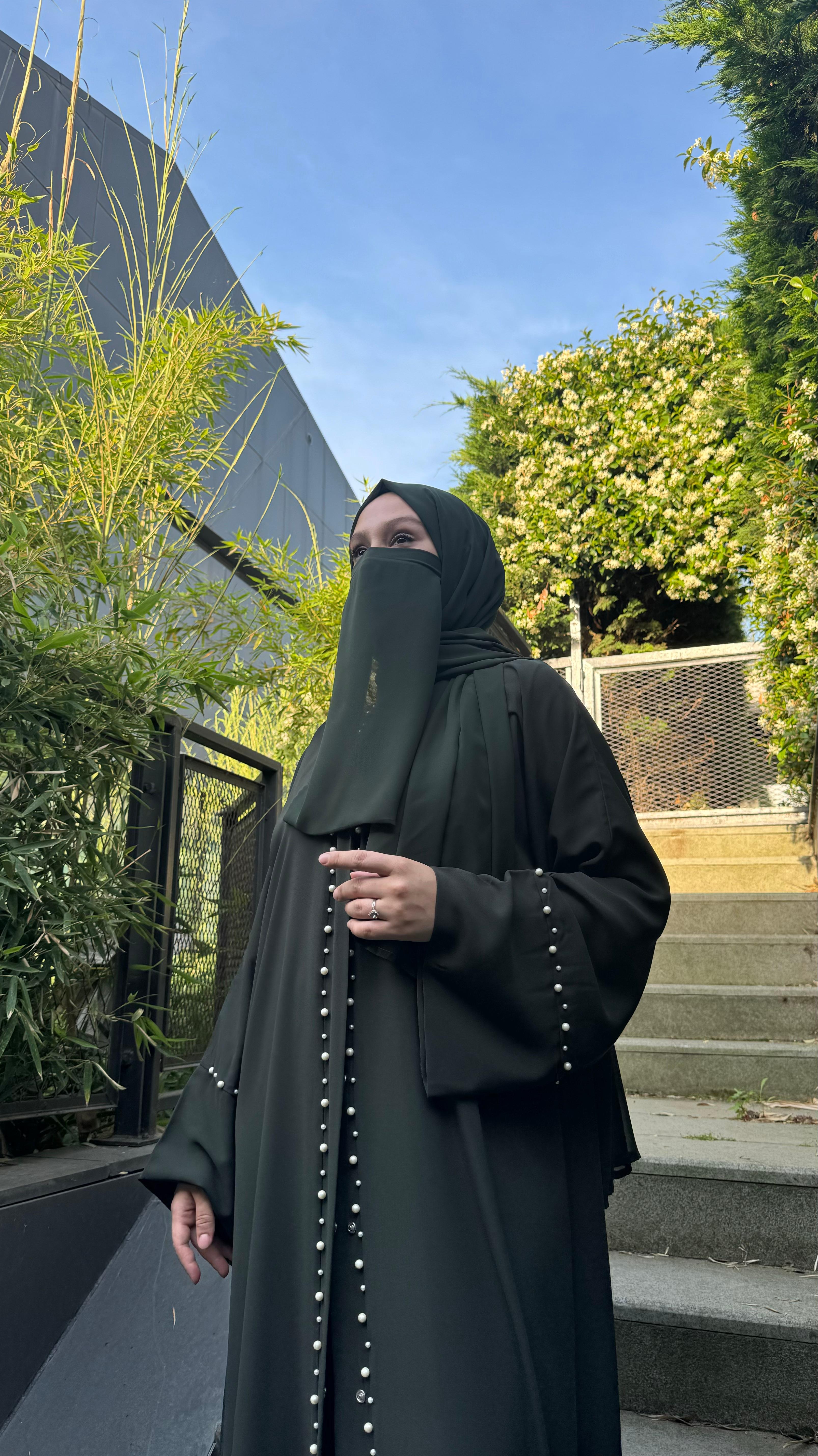 İncili Abaya - YEŞİL