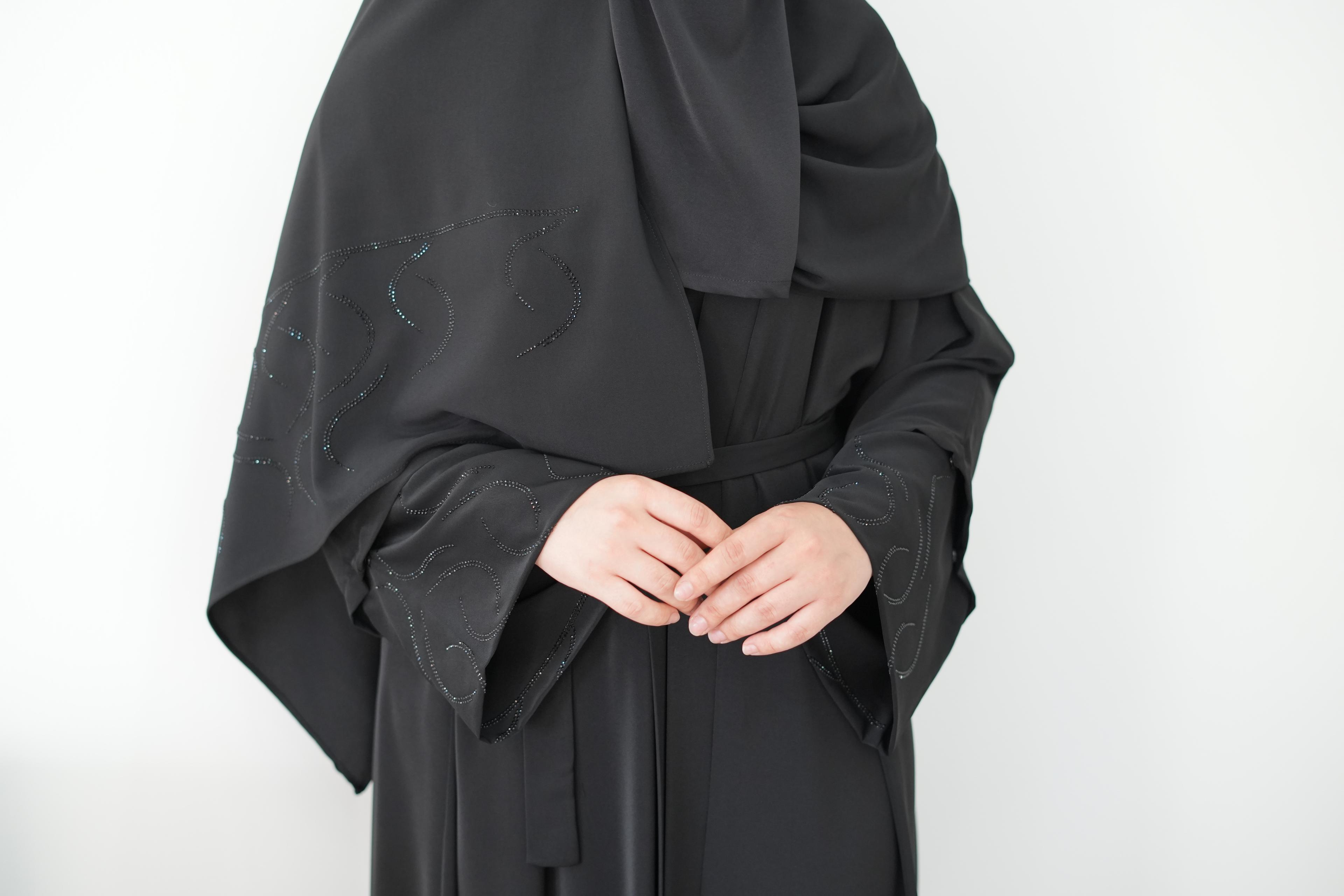 Taş Detaylı Abaya (jile+şal+kolluk)