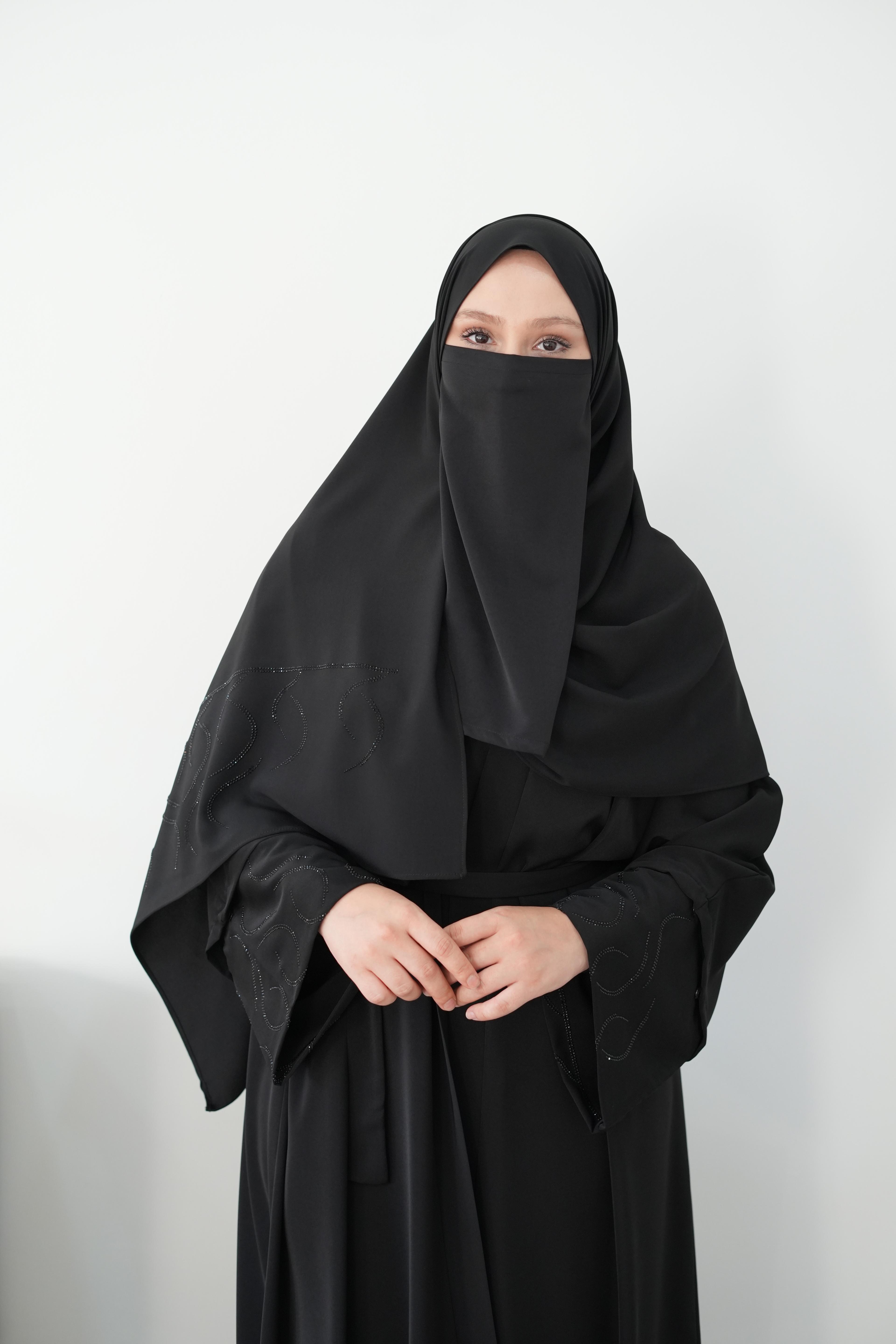 Taş Detaylı Abaya (jile+şal+kolluk)