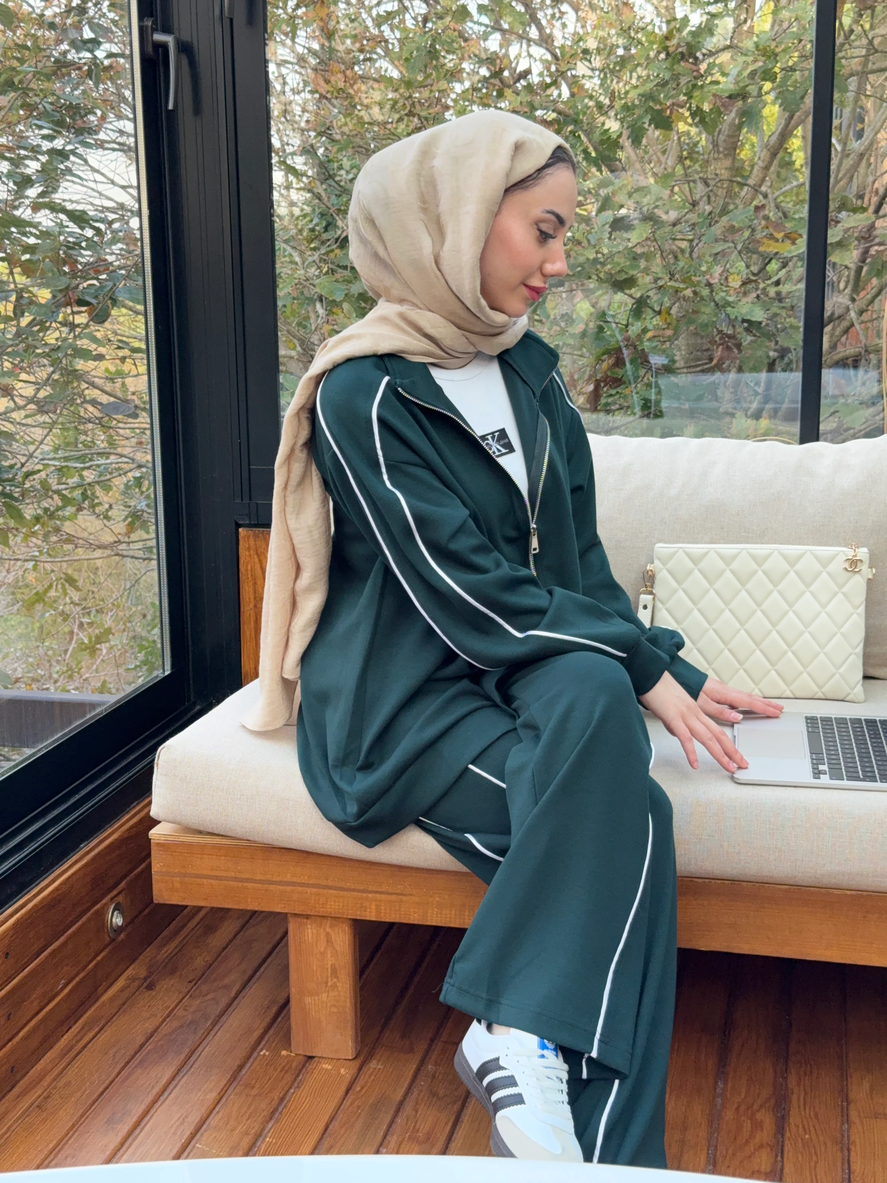 Fermuarlı Eşofman Takım - haki