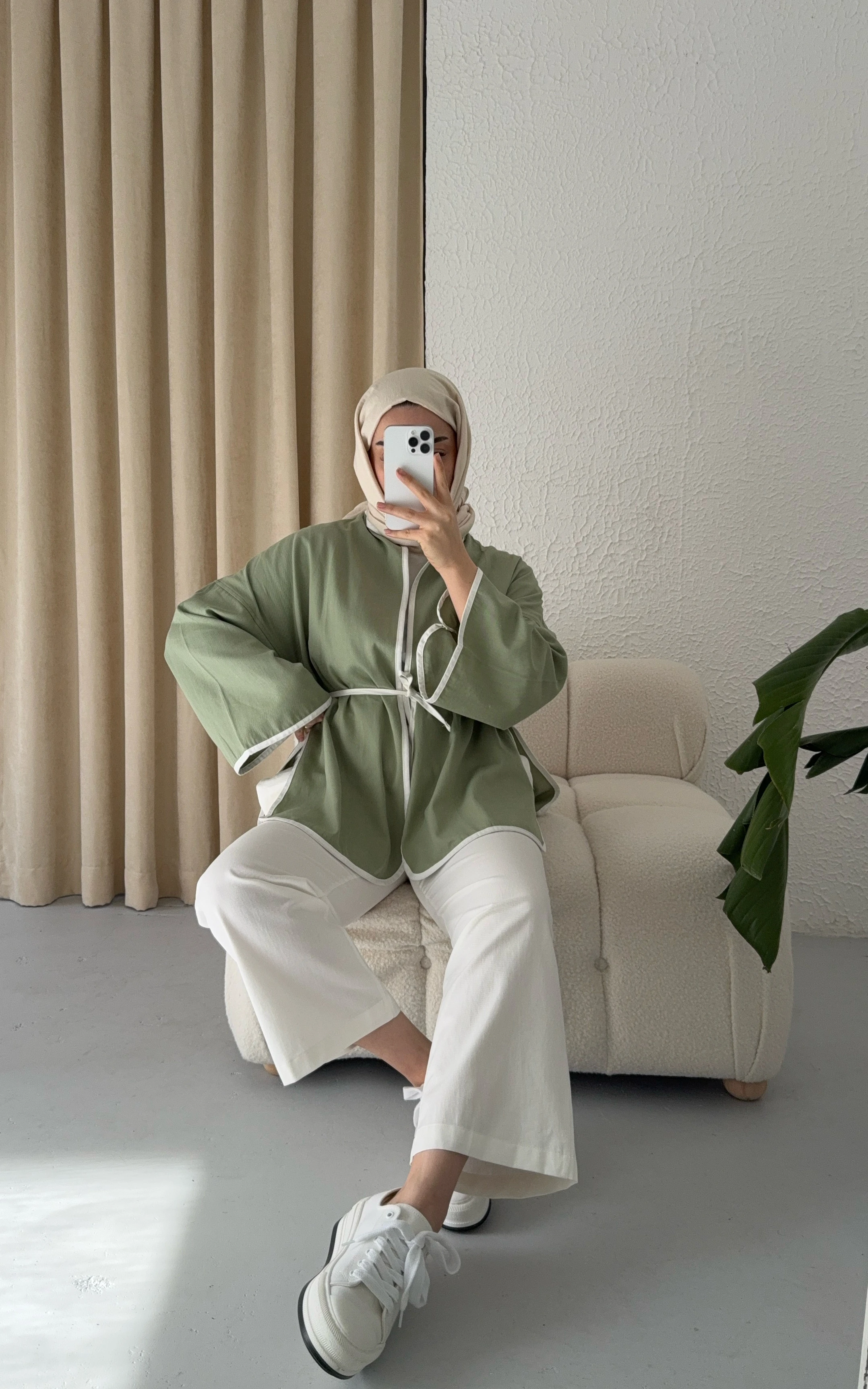 seyyar kemerli kimono - mint