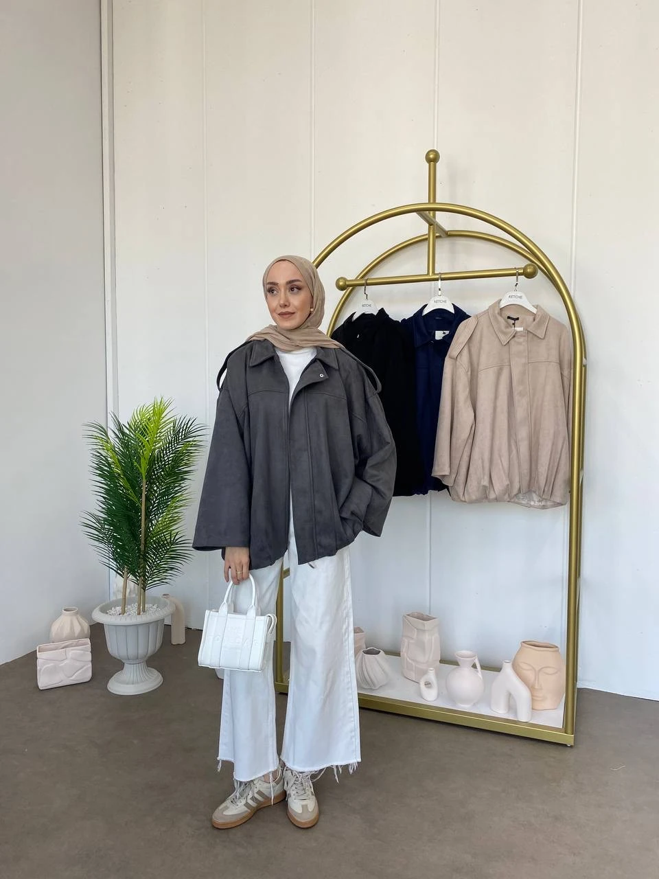 Nubuk Astarlı Ceket - Gri