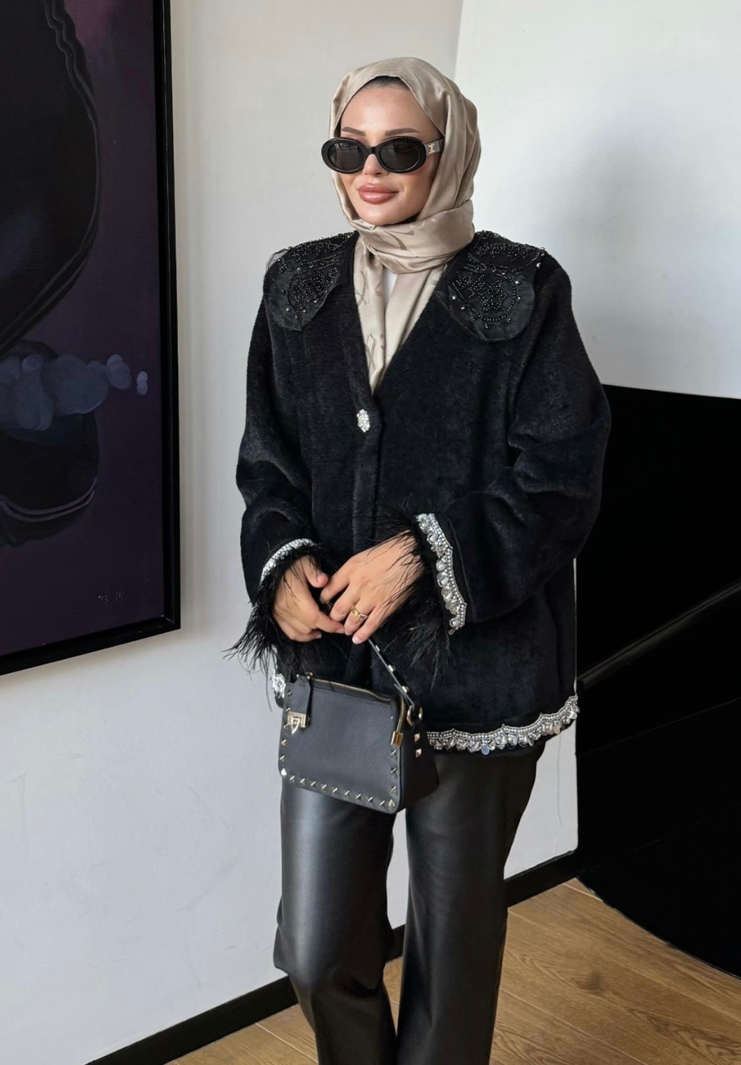 Taş Detaylı Foxie Ceket - Siyah