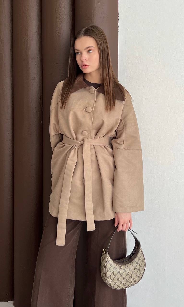 Elegant Nubuk Trençkot - vizon