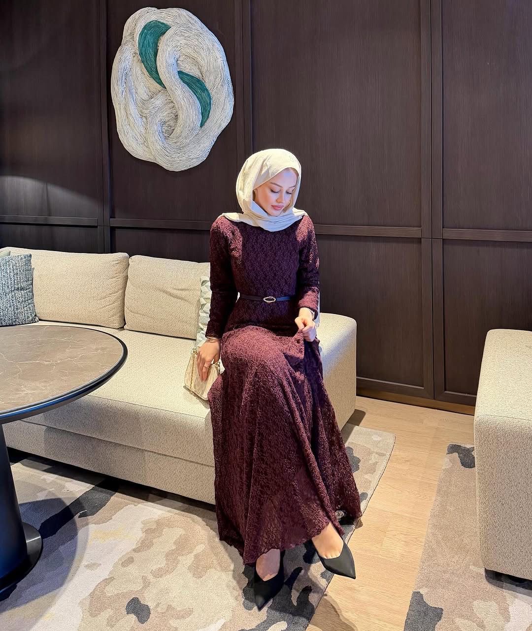 Fransız Dantel Elbise - bordo