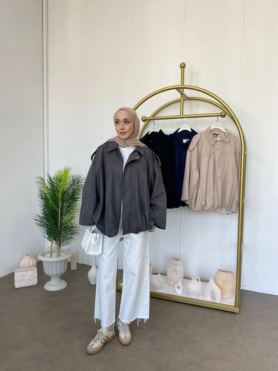 Nubuk Astarlı Ceket - Gri