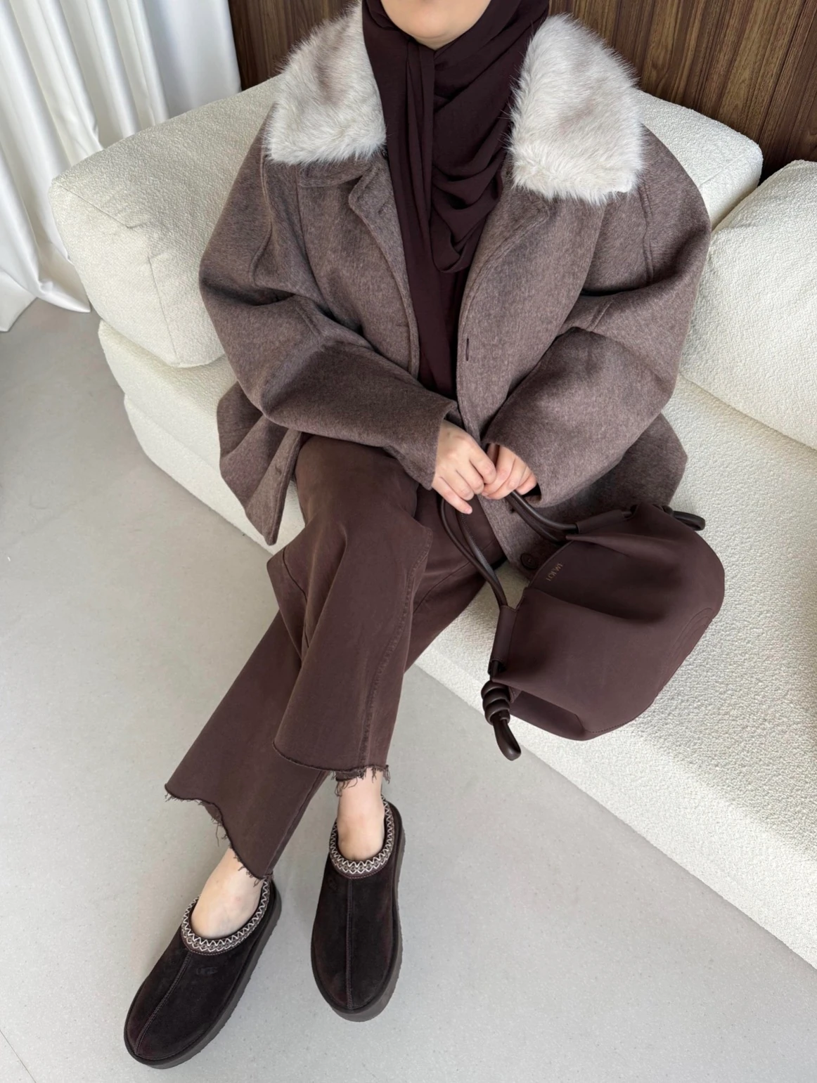 Snowy Seyyar Kürklü Kaban - Kahverengi