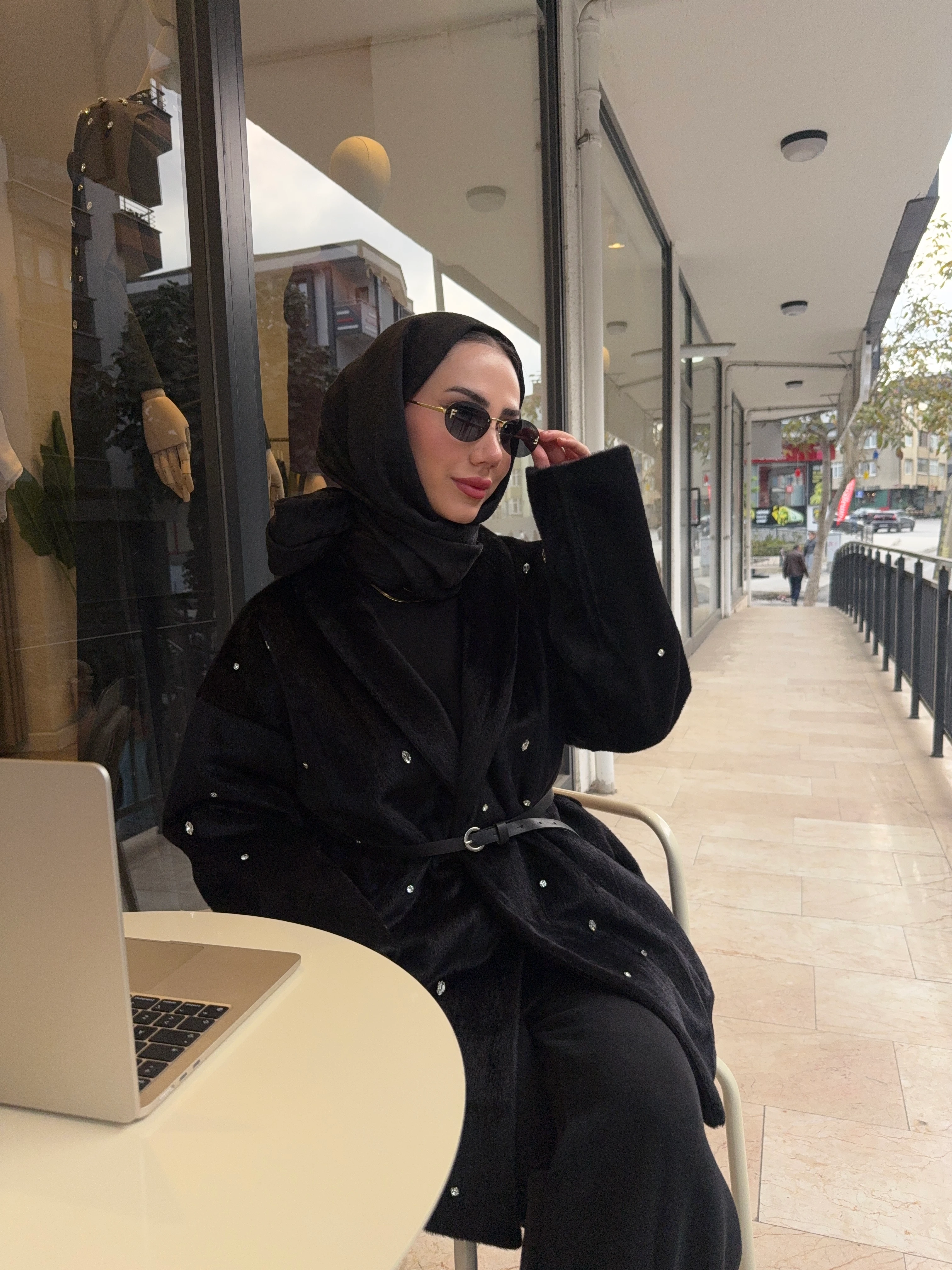 Taş Detay Fox Ceket - Siyah