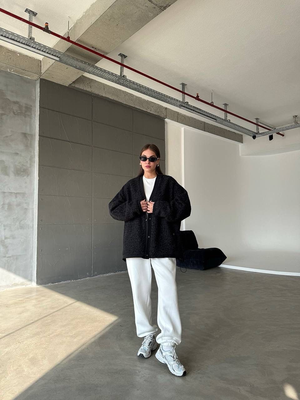  Kaşe Oversize Bomber - Siyah