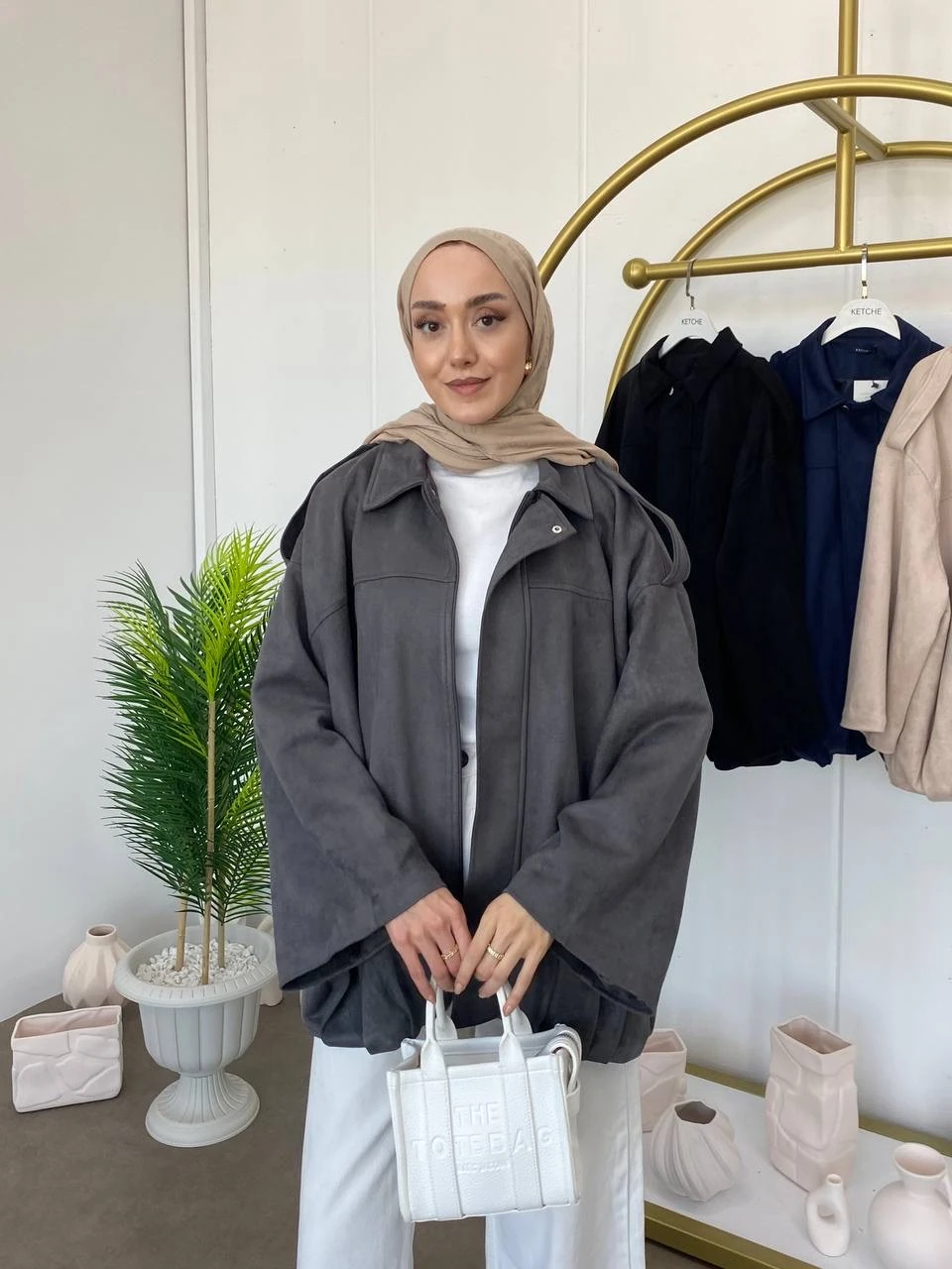 Nubuk Astarlı Ceket - Gri