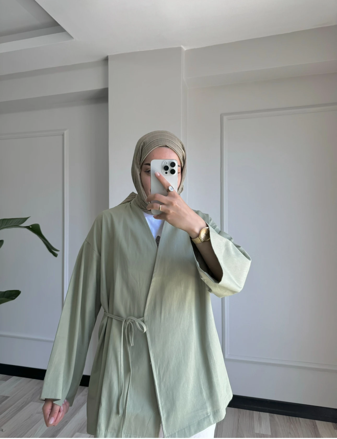 kimono yandan kuşaklı - çağla