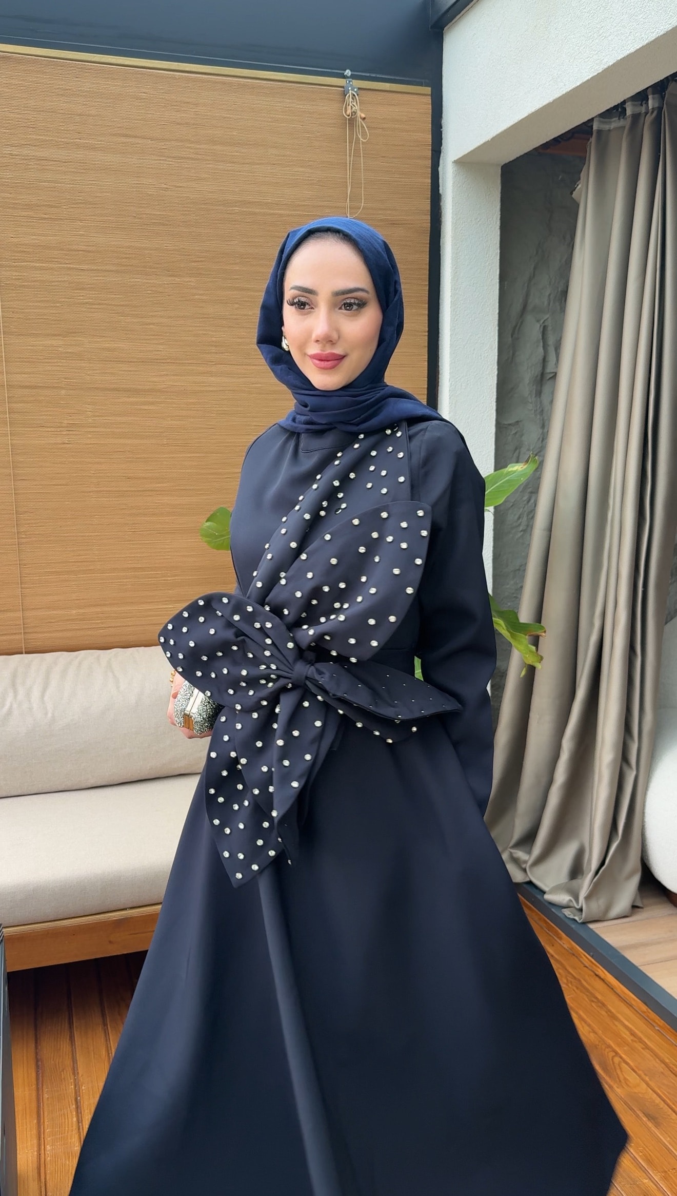 Monica Taş Detay Abiye - Lacivert