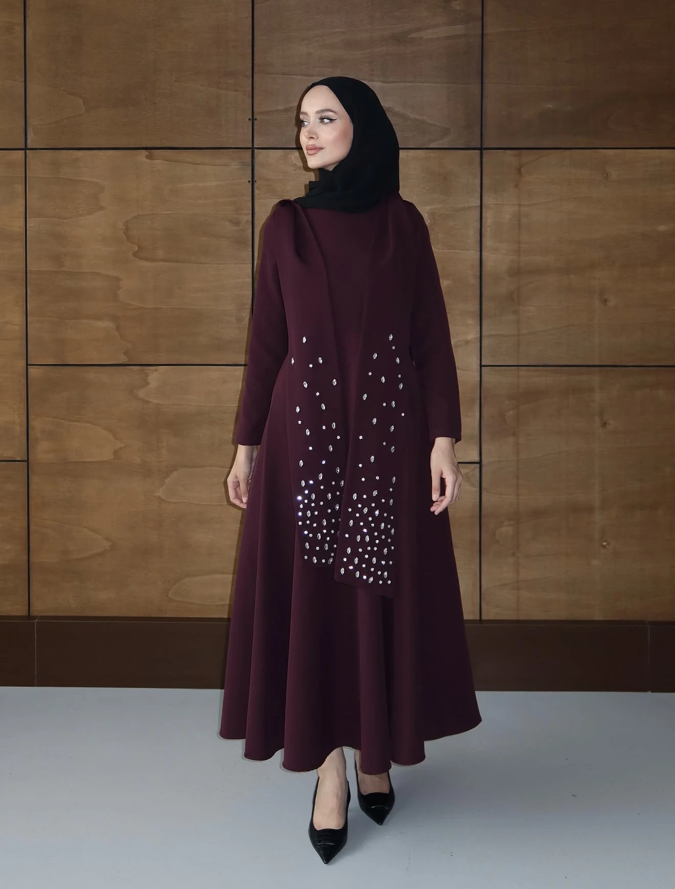 Rowan Taş Detay Abiye - Mürdüm