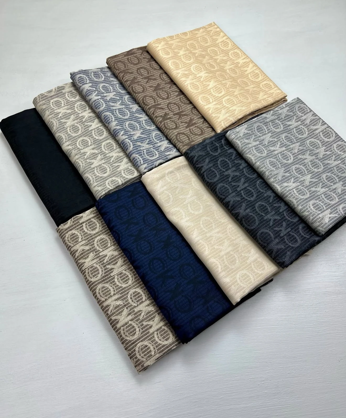 Yün Pamuk Şal C Desen - Gri