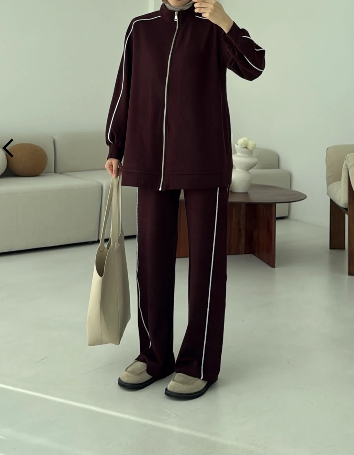 Fermuarlı Eşofman Takım - bordo