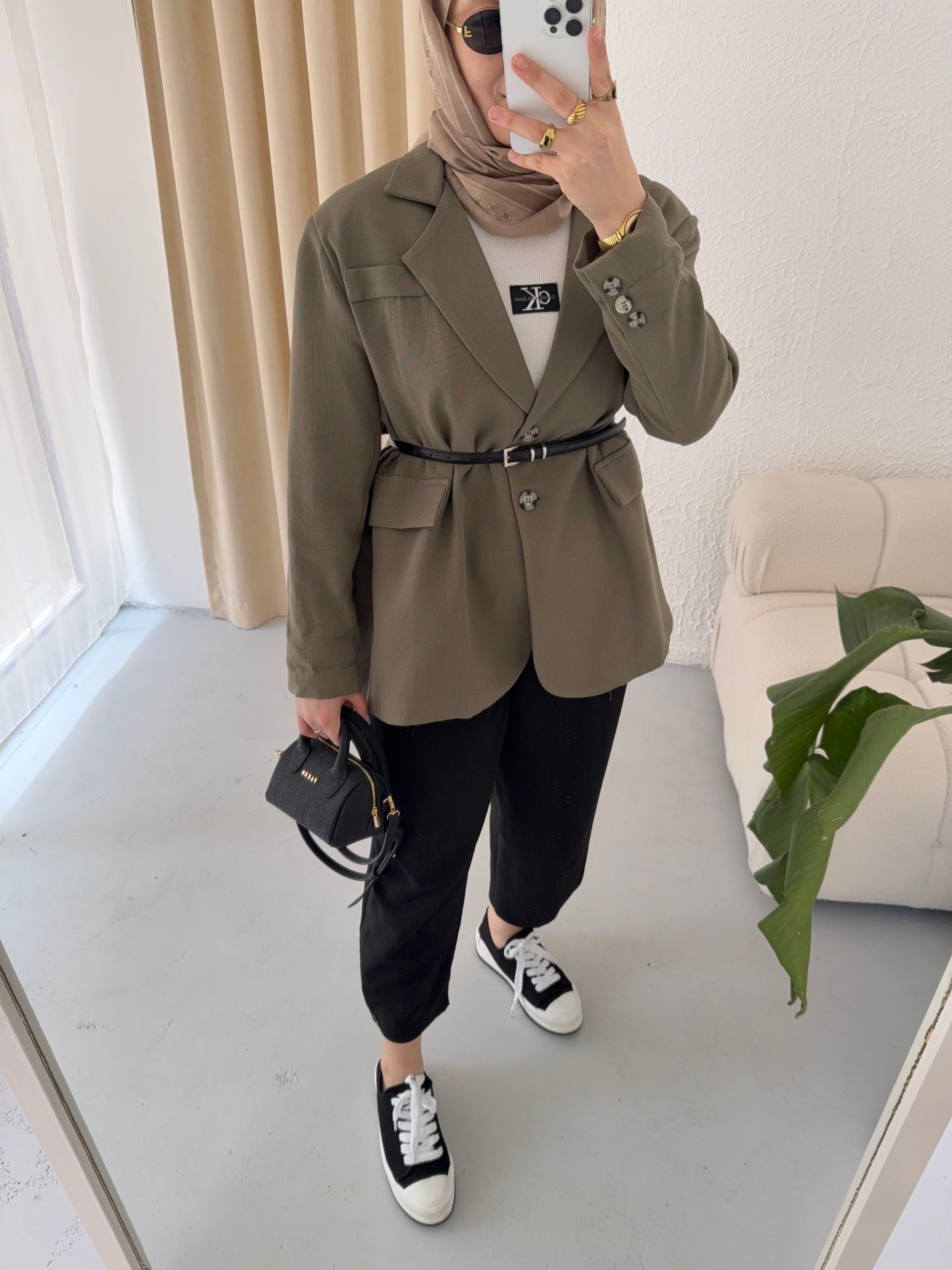 Keten Dad Blazer Ceket - çağla