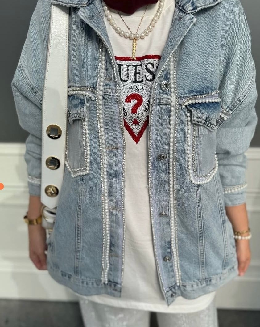 İnci Detay Denim Ceket