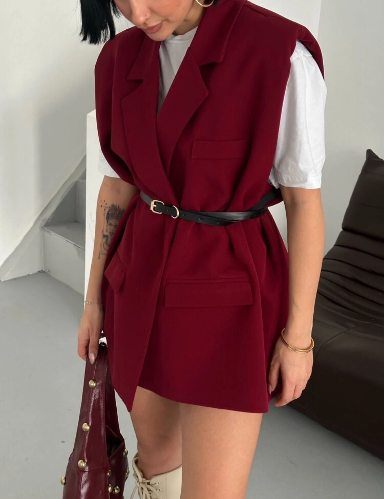 Vatkalı Yelek - bordo