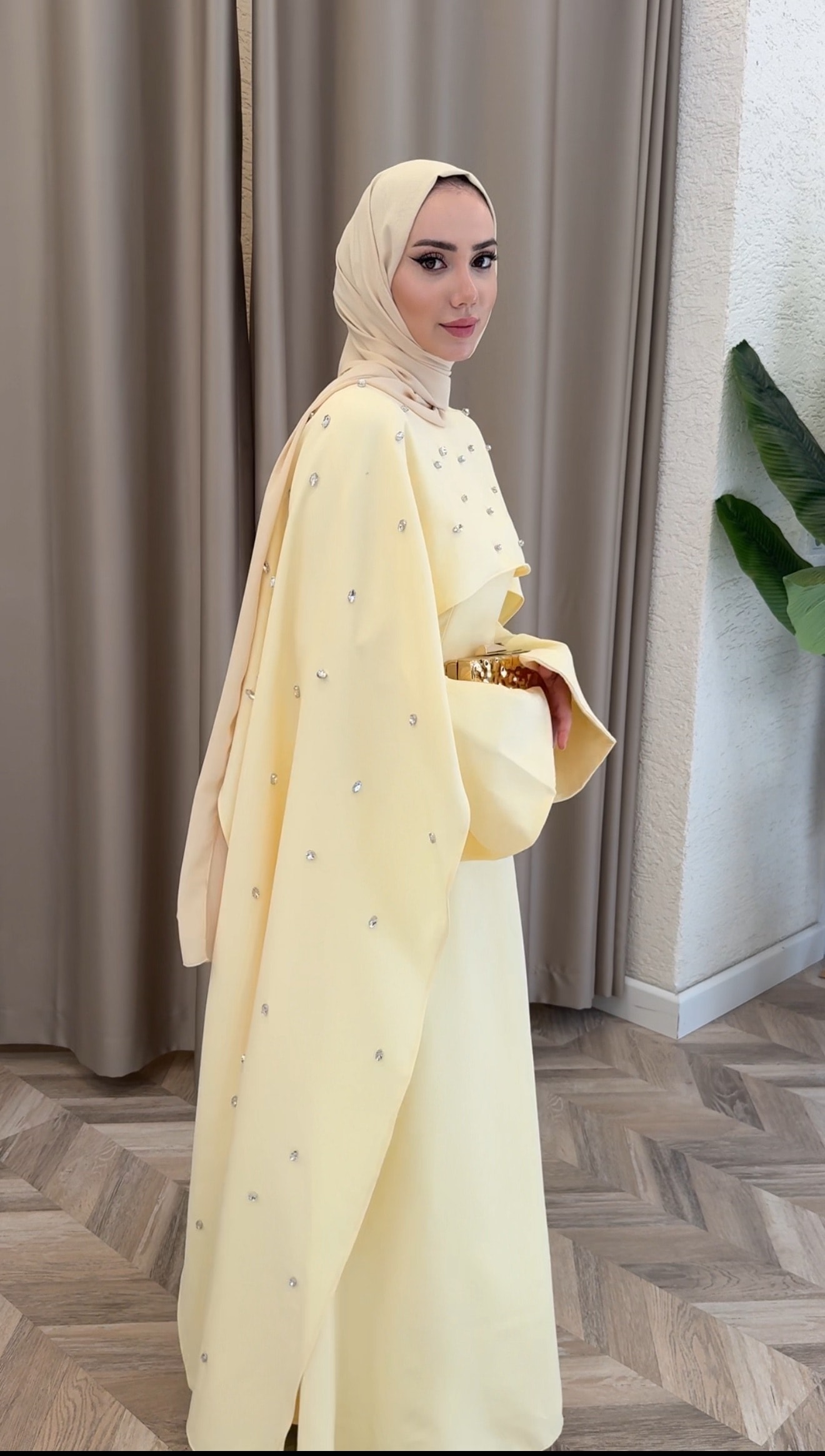 Tifany Pelerin Elbise - Sarı