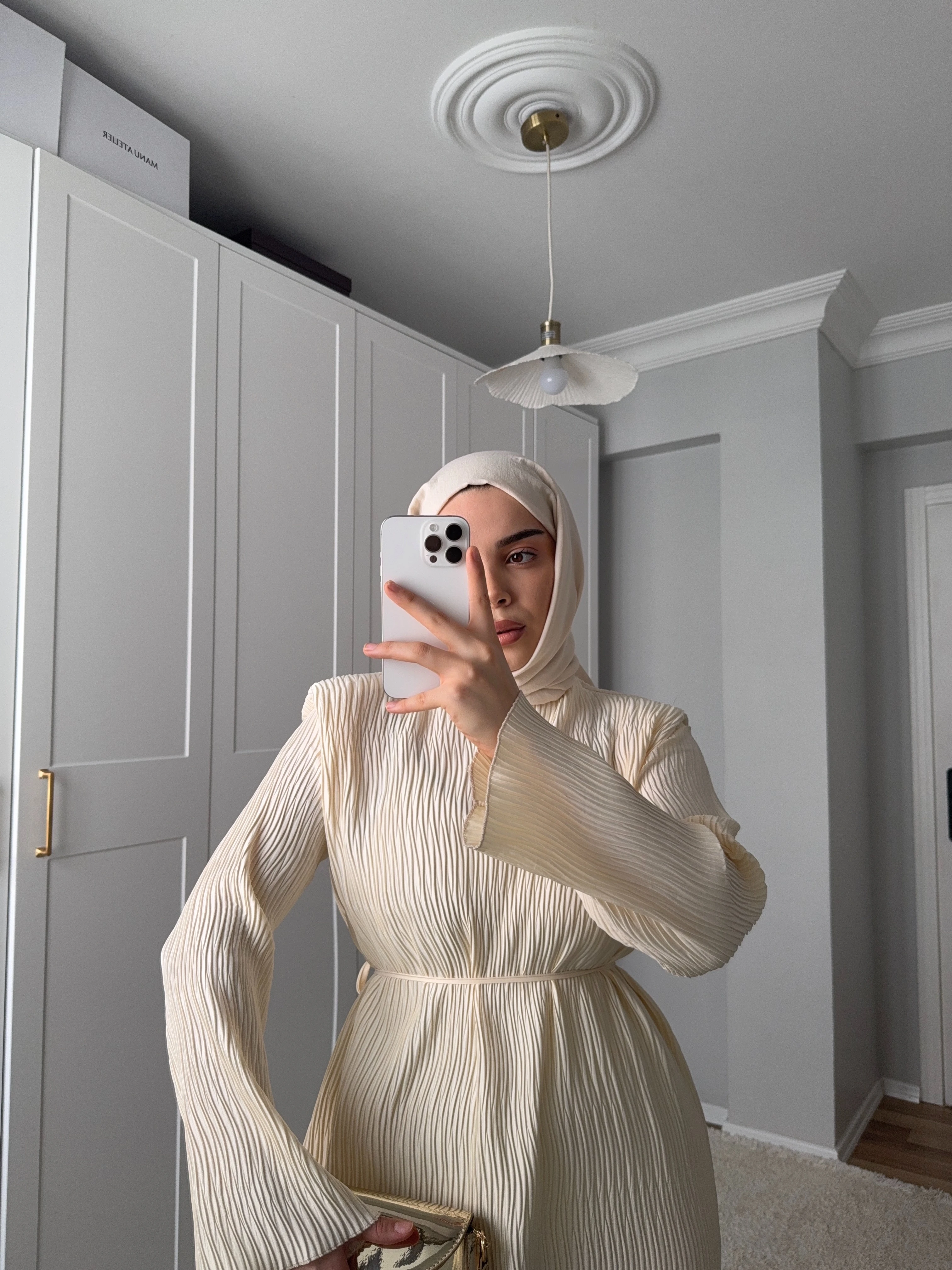 Dubai Piliseli Elbise - Taş