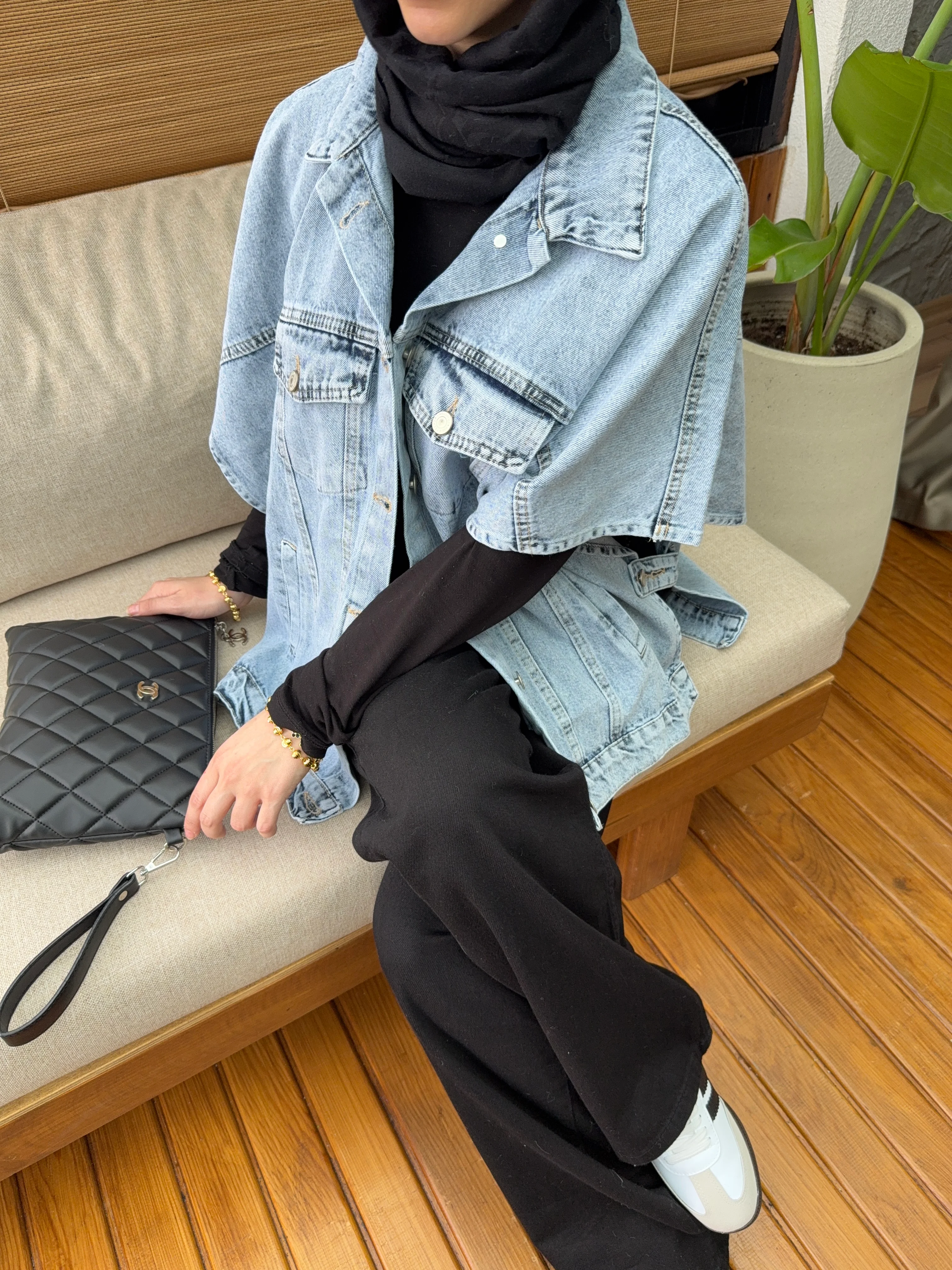 Denim Yelek  - light bluee