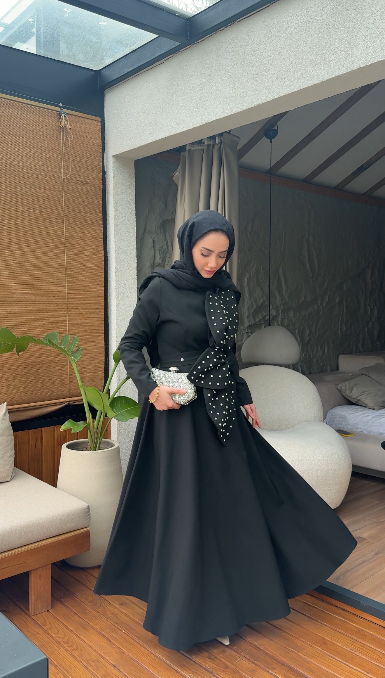 Monica Taş Detay Abiye - Siyah