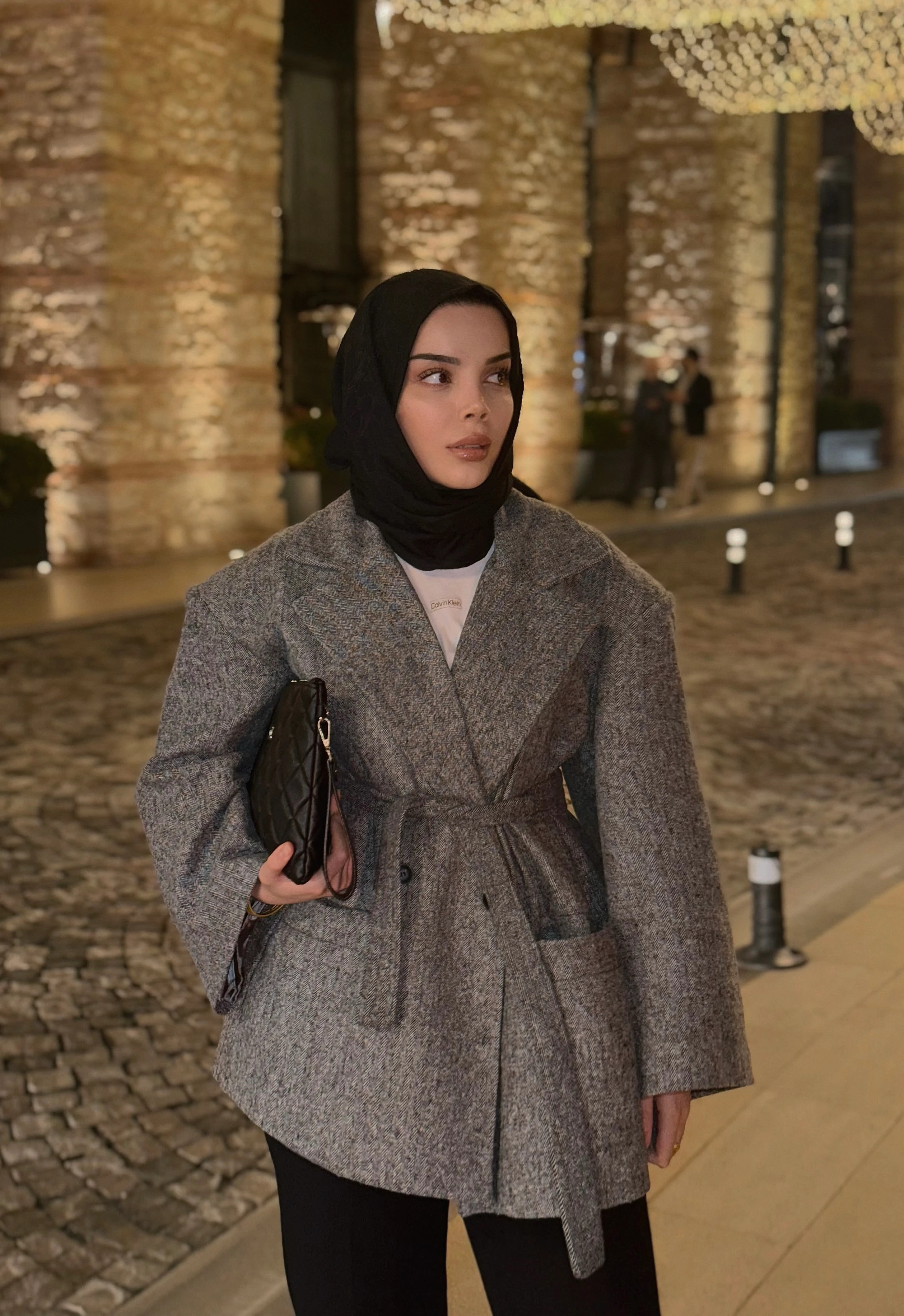 Geniş Kollu Kaşe Kaban - Gri