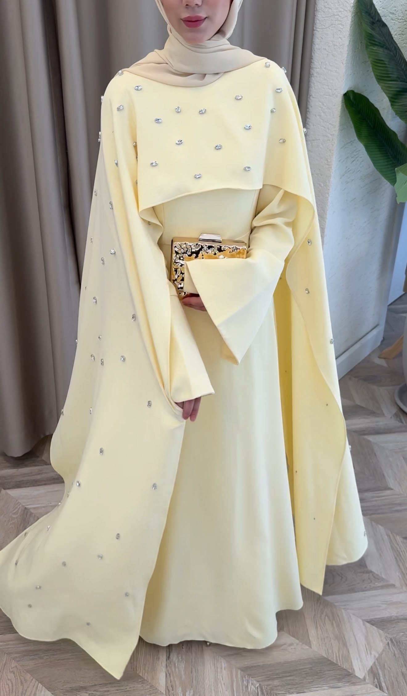 Tifany Pelerin Elbise - Sarı