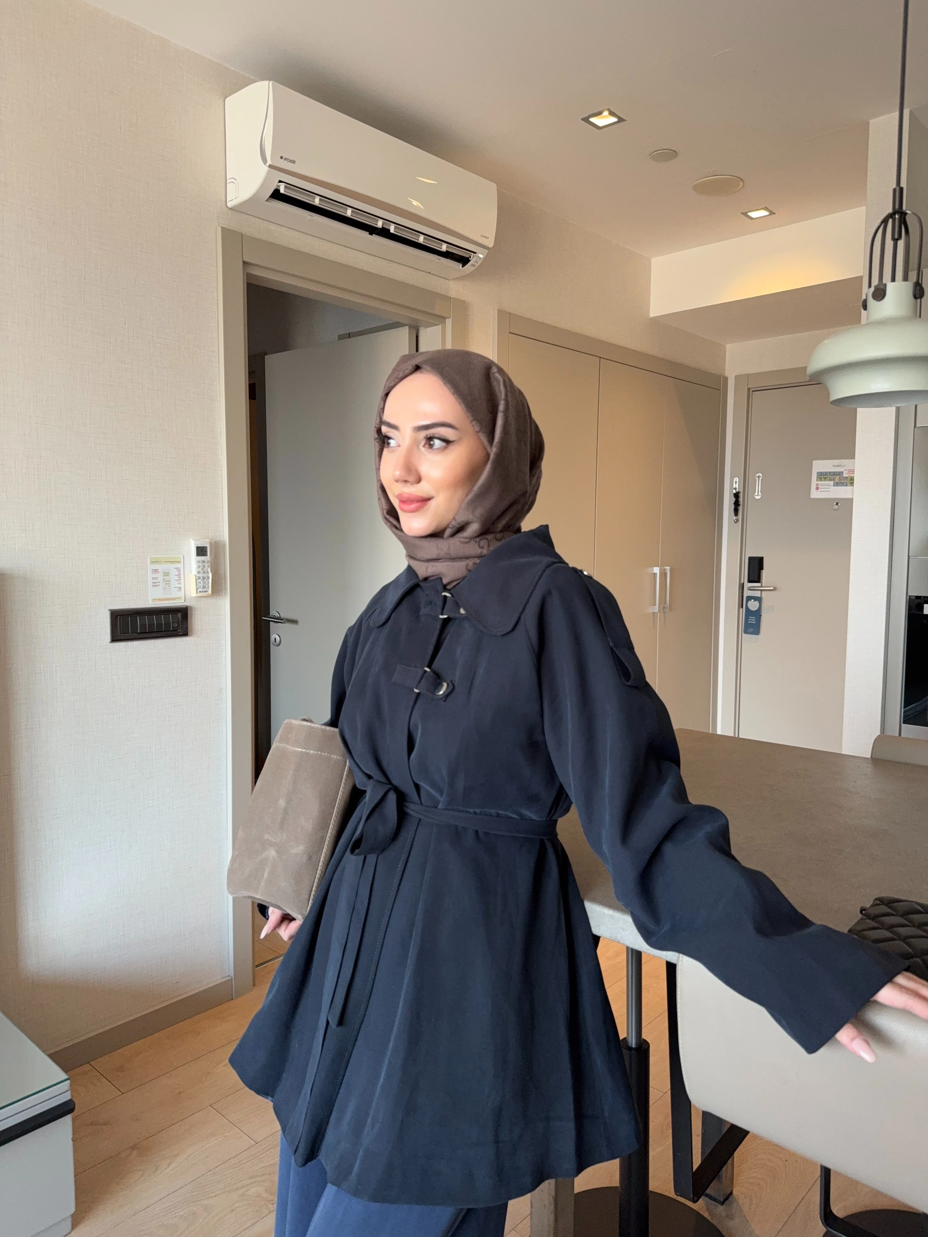 Apoletli Trençkot - Lacivert