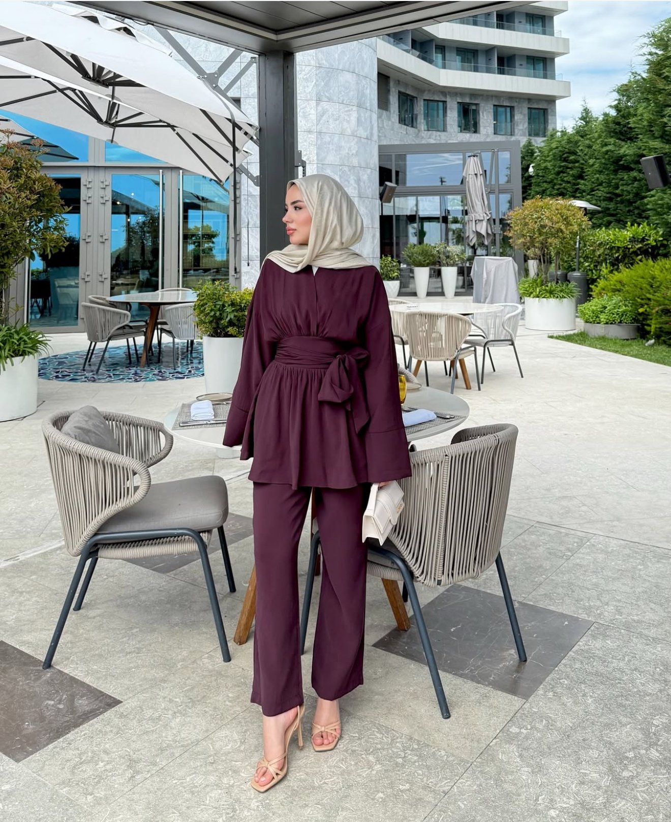 Shine Kuşaklı Takım - bordo