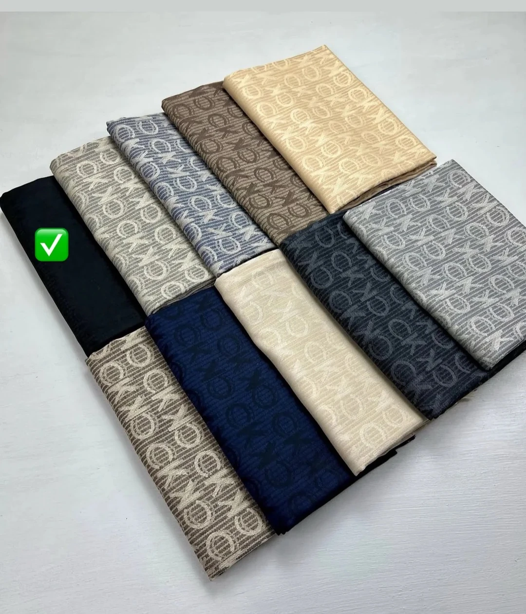 Yün Pamuk Şal C Desen - Siyah