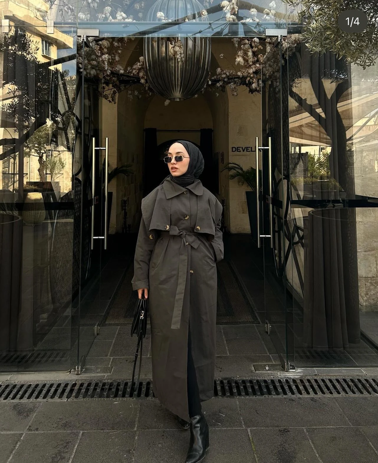 Apoletli trençkot - koyu vizon