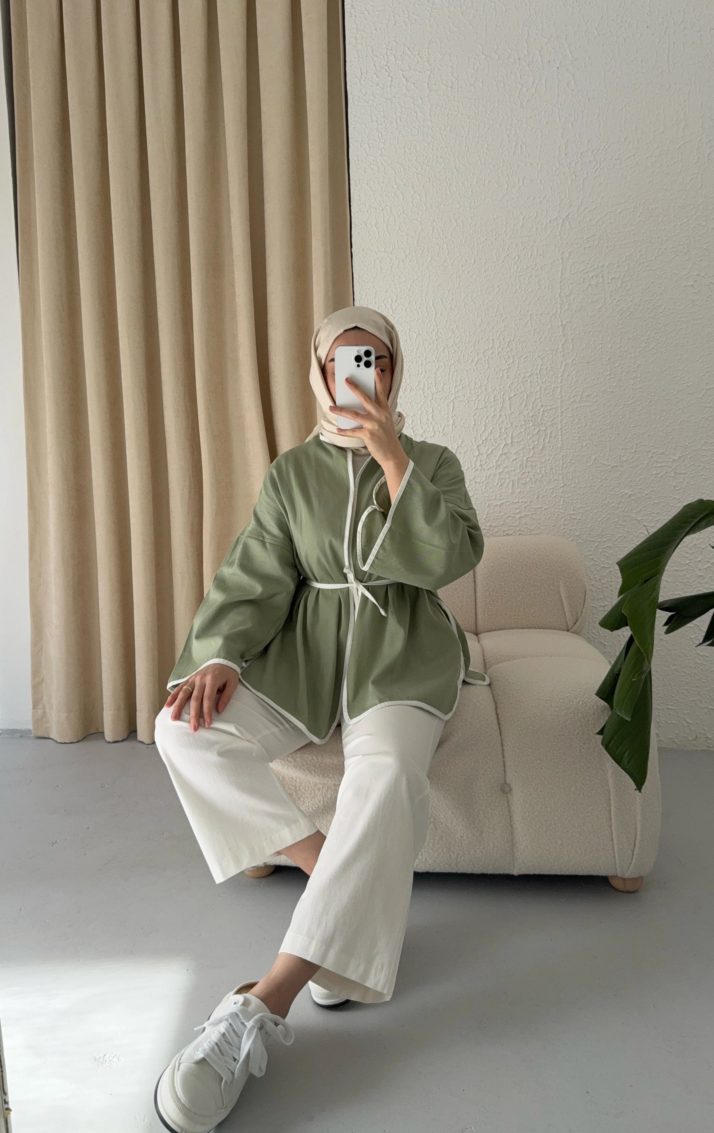 seyyar kemerli kimono - mint