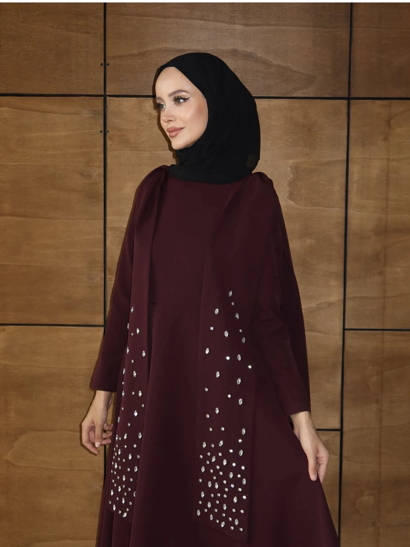 Rowan Taş Detay Abiye - Mürdüm