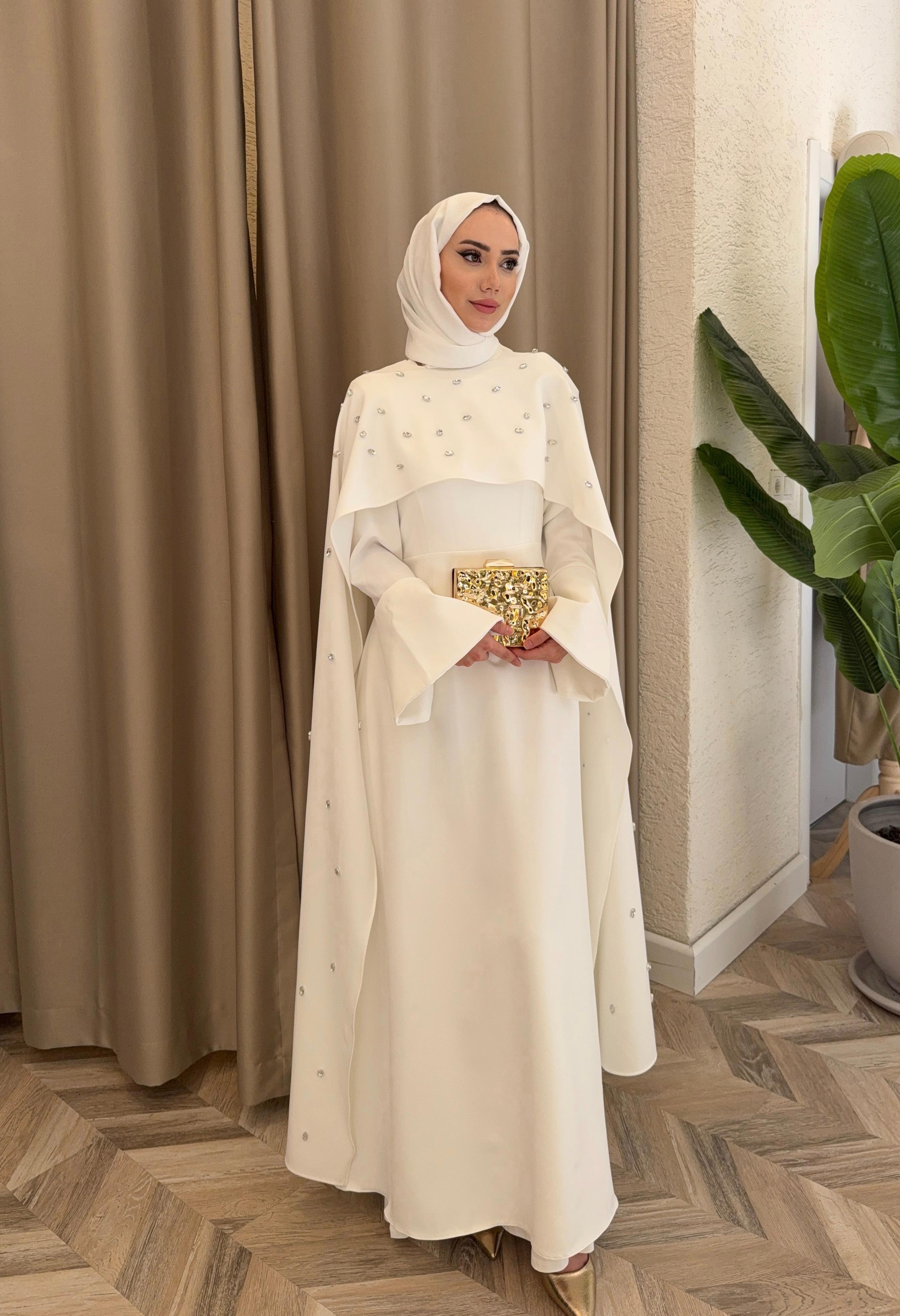 Tifany Pelerin Elbise - Beyaz