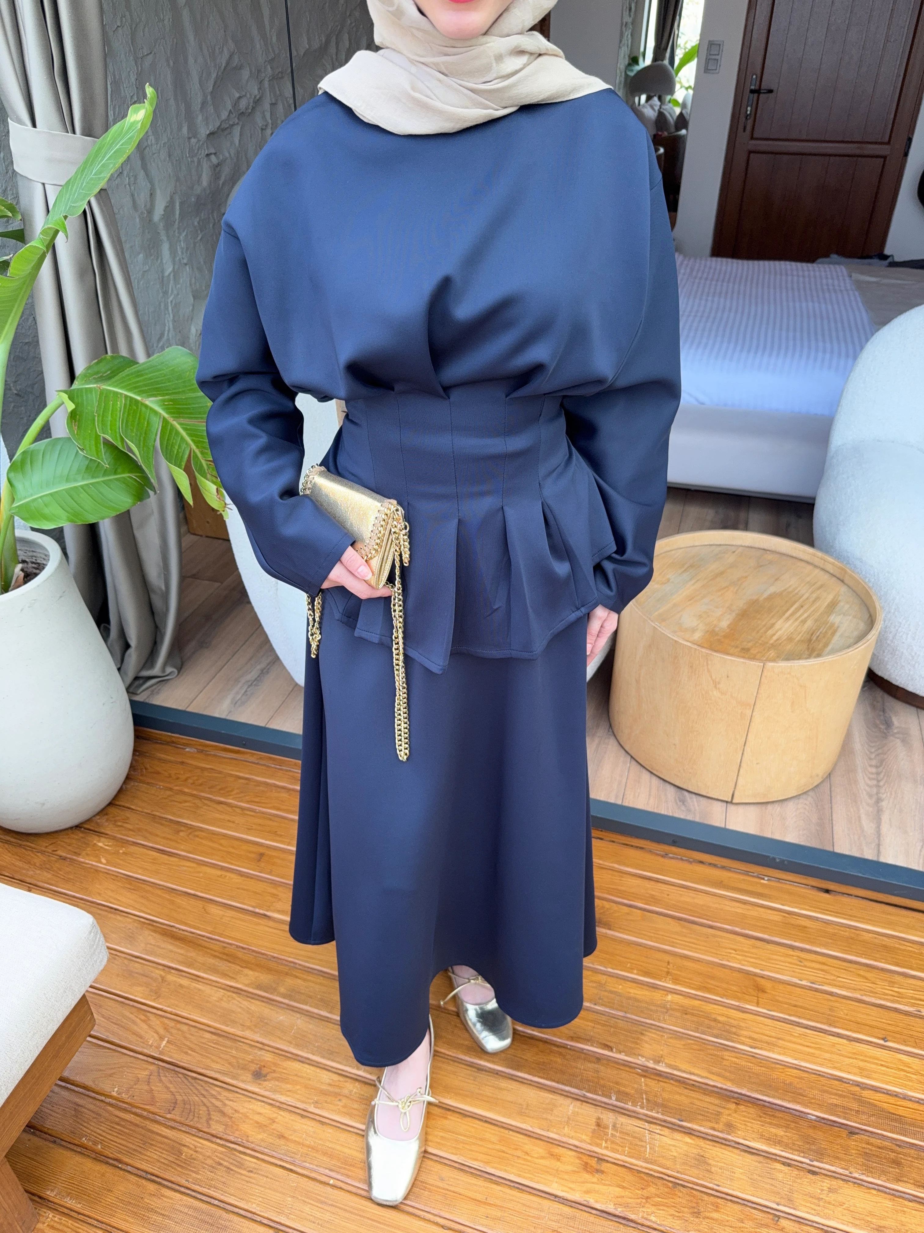 Belden Piliseli Etekli Takım - Lacivert