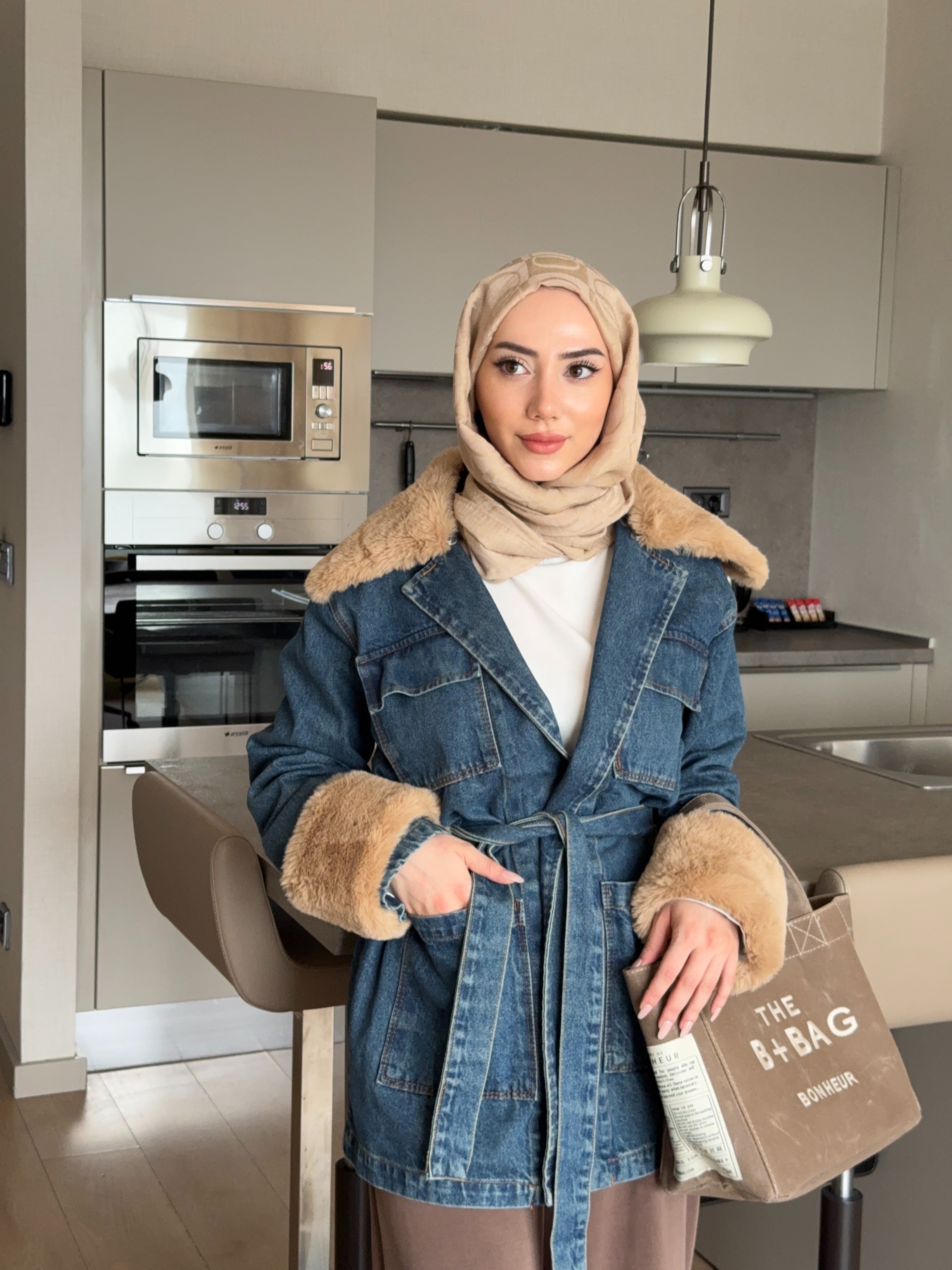 Denim Peluş Ceket
