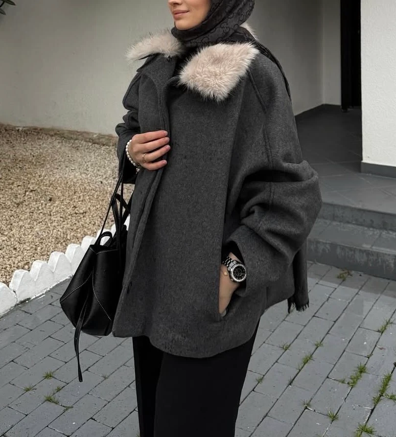 Snowy Seyyar Kürklü Kaban - Antrasit