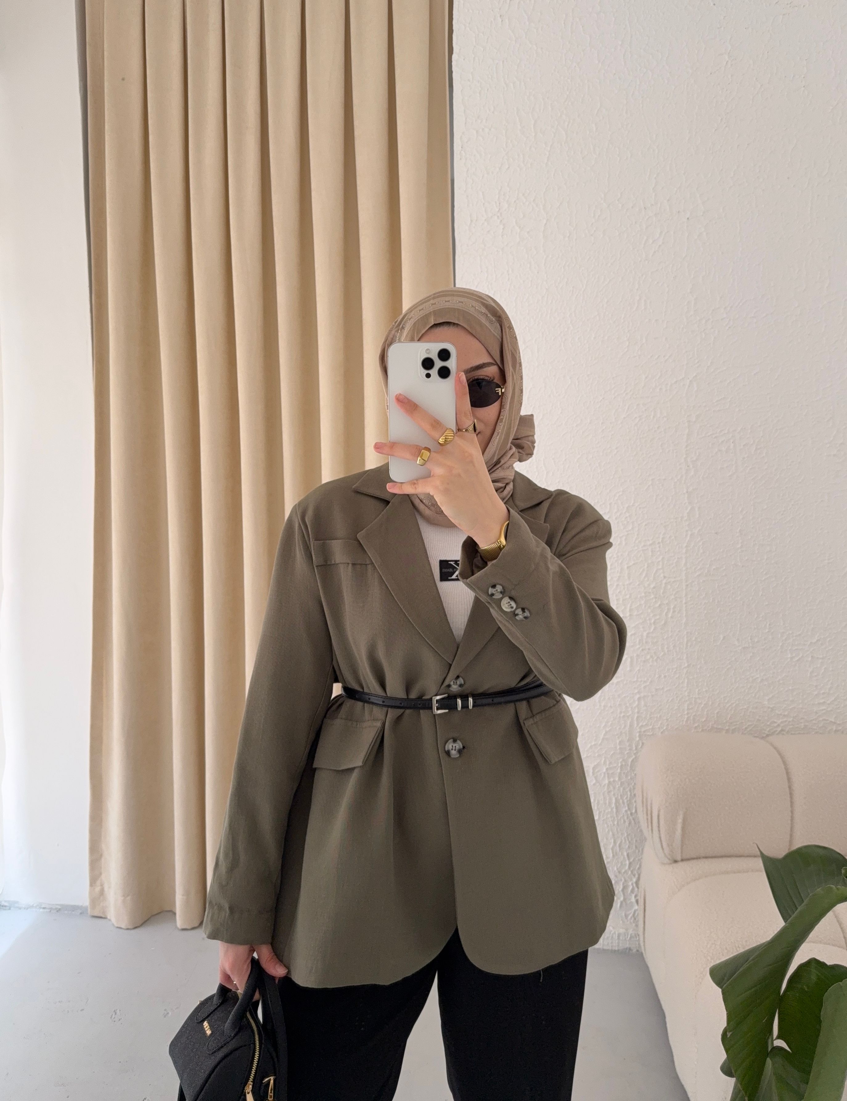 Keten Dad Blazer Ceket - çağla