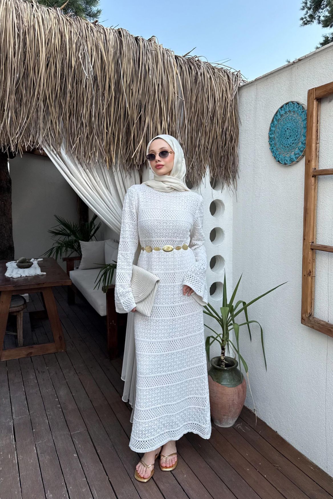 Summer Örme Elbise  - Çiçek desen