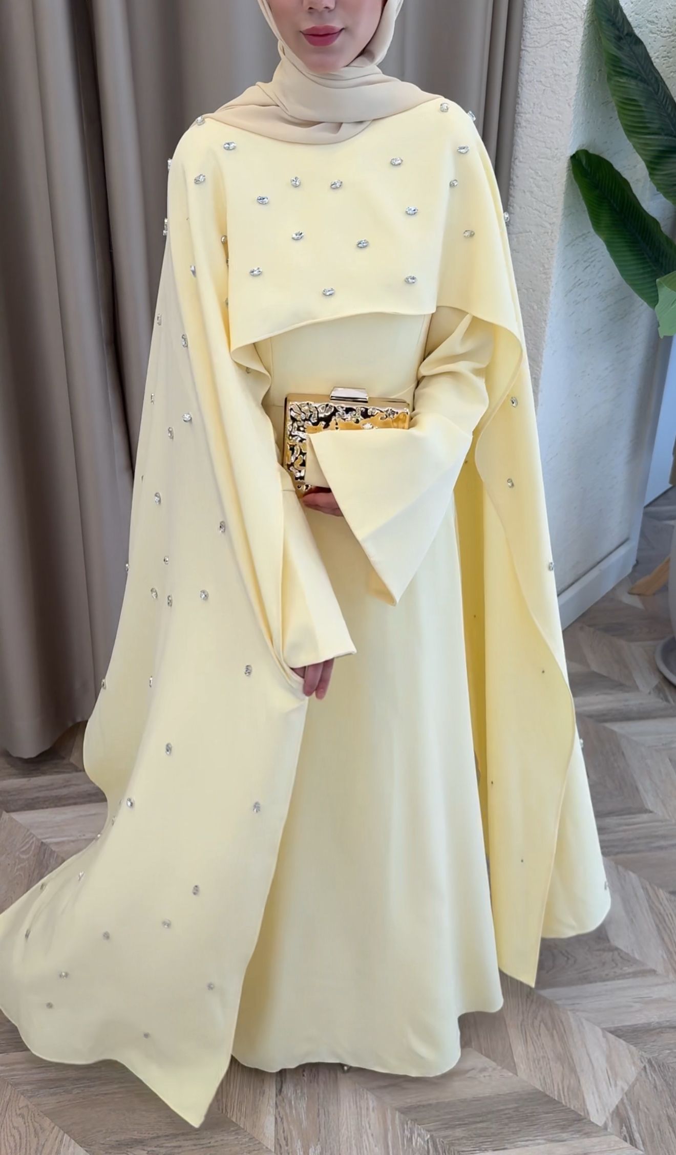 Tifany Pelerin Elbise - Sarı