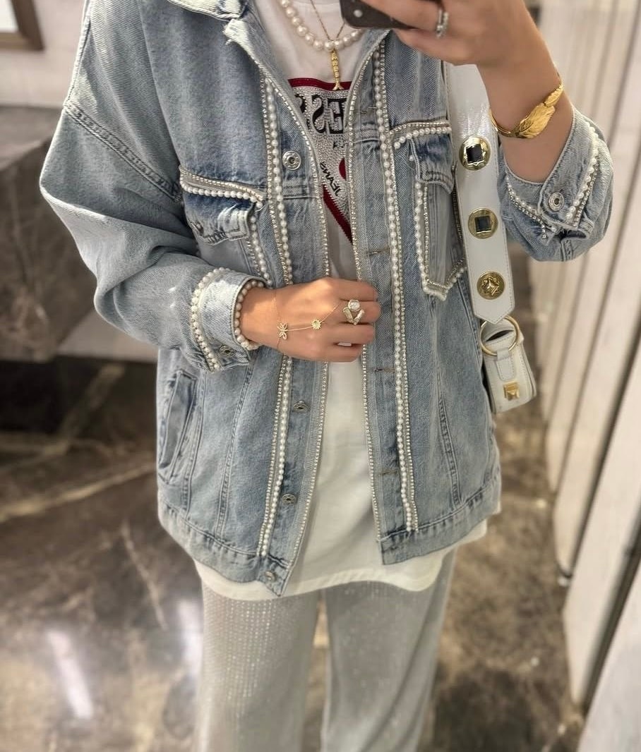 İnci Detay Denim Ceket