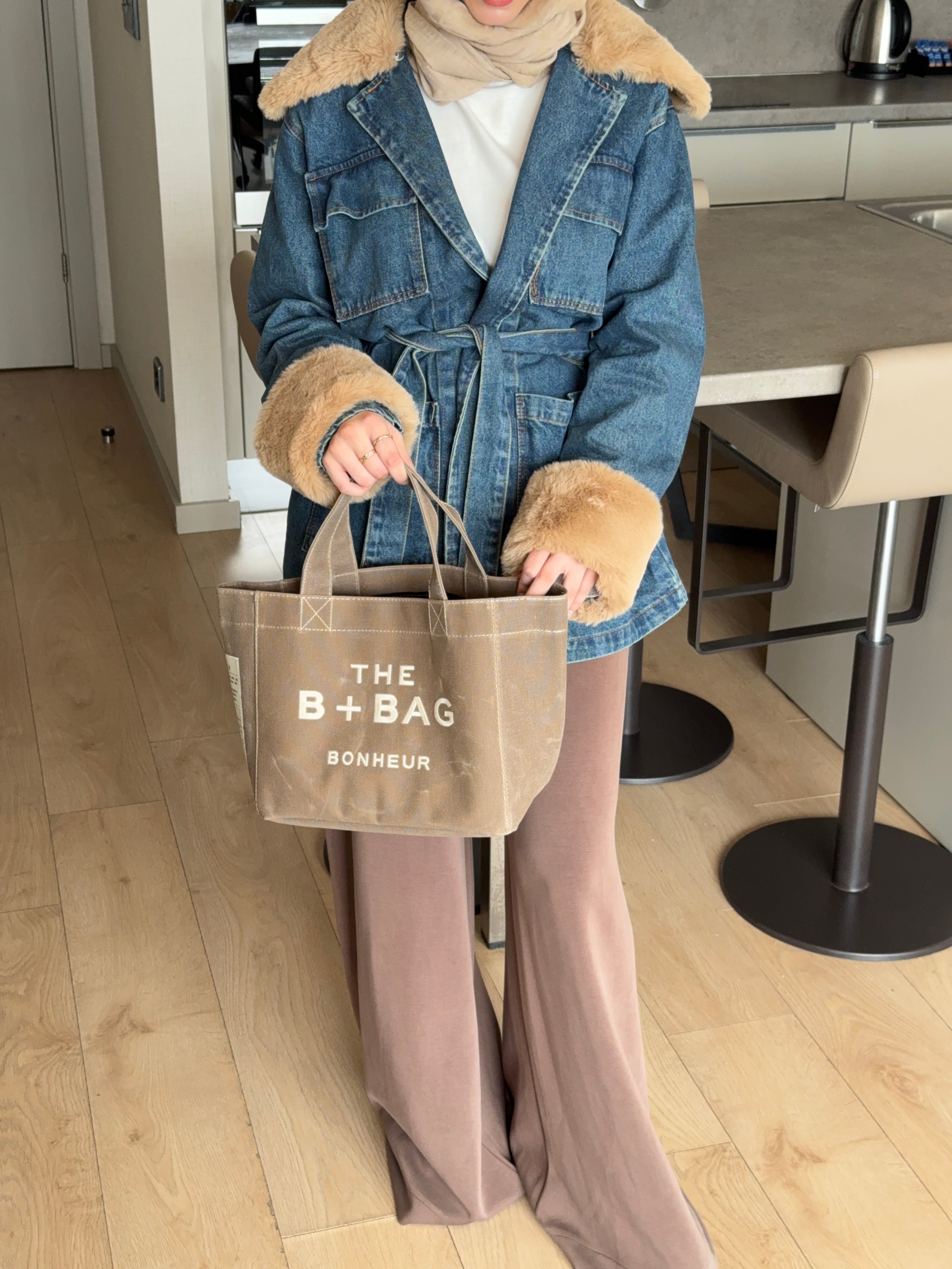 Denim Peluş Ceket