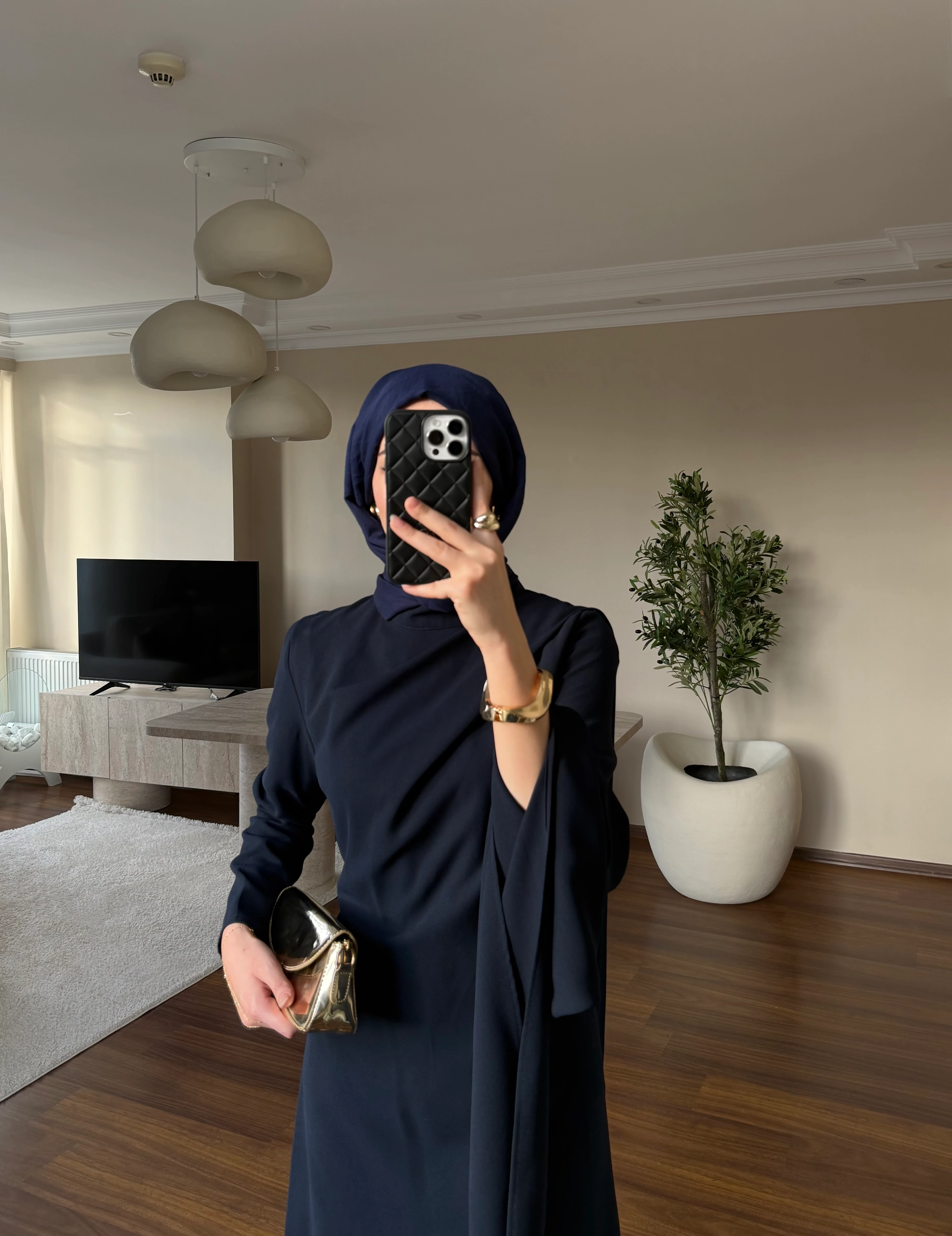 Şal Yaka Elbise  - Siyah